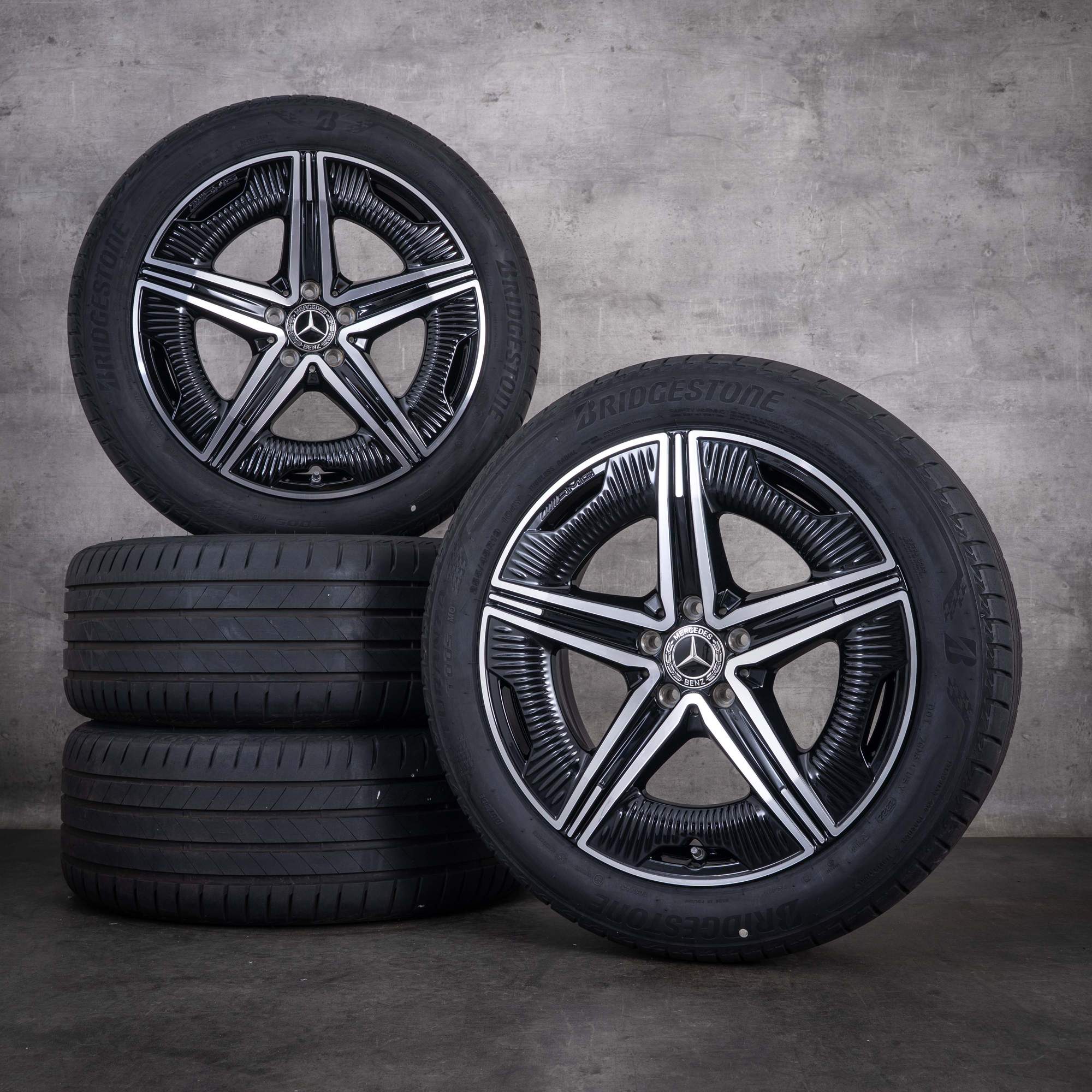 OEM Mercedes-Benz EQE AMG 19inch V295 summer wheels A2954012200 Black Front diamond cut
