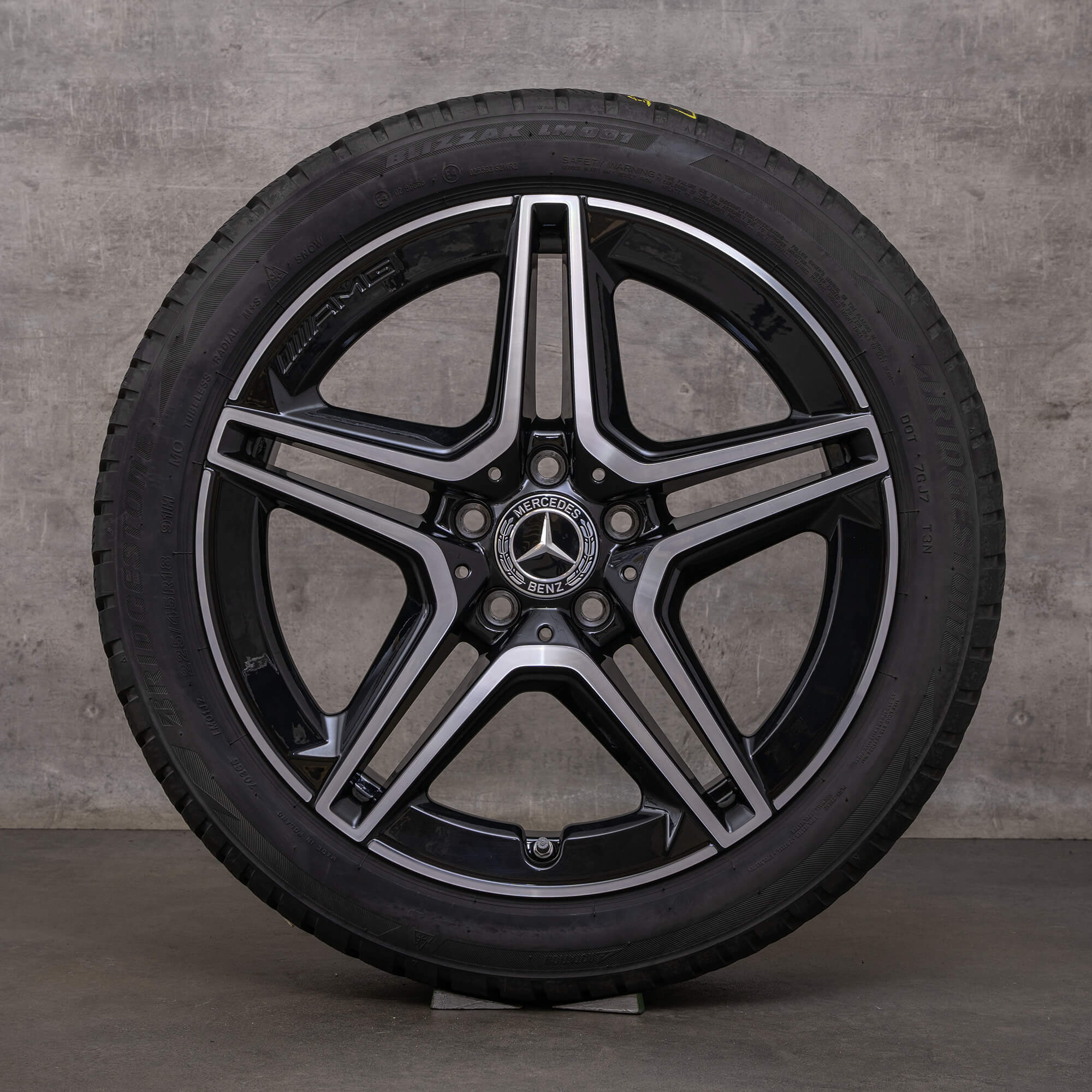 Original Mercedes Benz A B Class CLA AMG pneus d'hiver 18 pouces W177 V177 W247 X118 C118 jantes A1774011500 noir brillant