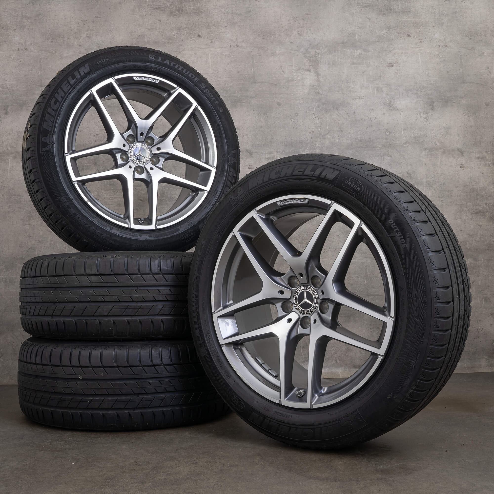 Alkuperäiset AMG Mercedes Benz GLC & 43 vanteet 19 tuuman C253 X253 kesäpyörät A2534011800 himalajanharmaa kiillotettu