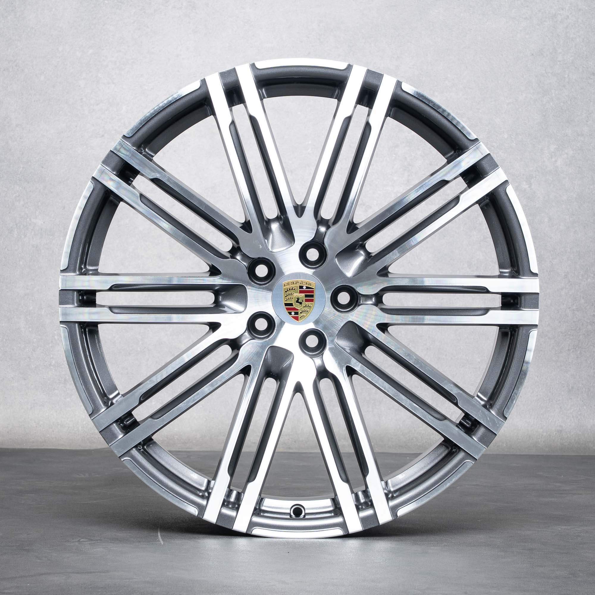 Oryginalne felgi Porsche Macan I 21 cali letnie koła 95B601025AT 95B601025BA tytanowe polerowane