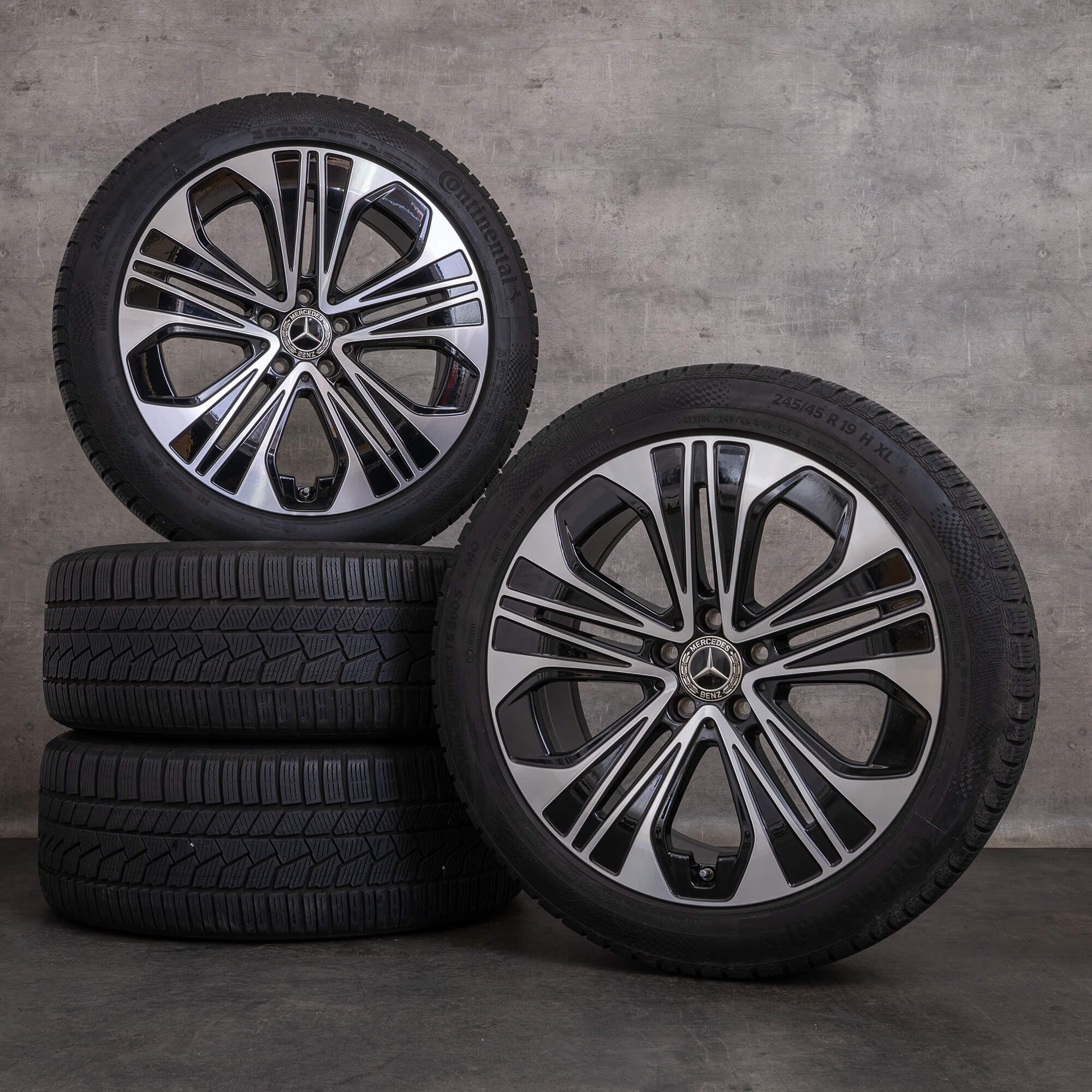 Alkuperäiset Mercedes Benz E-sarjan talvirenkaat 19 tuuman W214 S214 vanteet A2144012300 musta kiillotettu