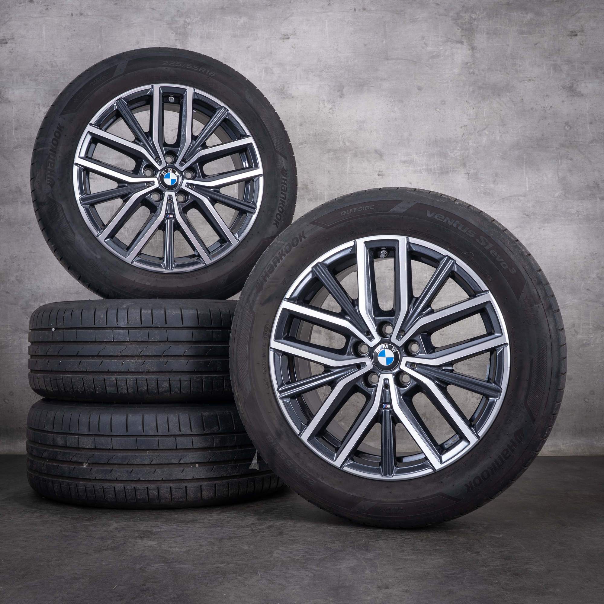 Original BMW X1 iX1 X2 iX2 Felgen 18 Zoll U11 U10 Sommerräder Styling 838 M 6891179 midnight grey glanzgedreht
