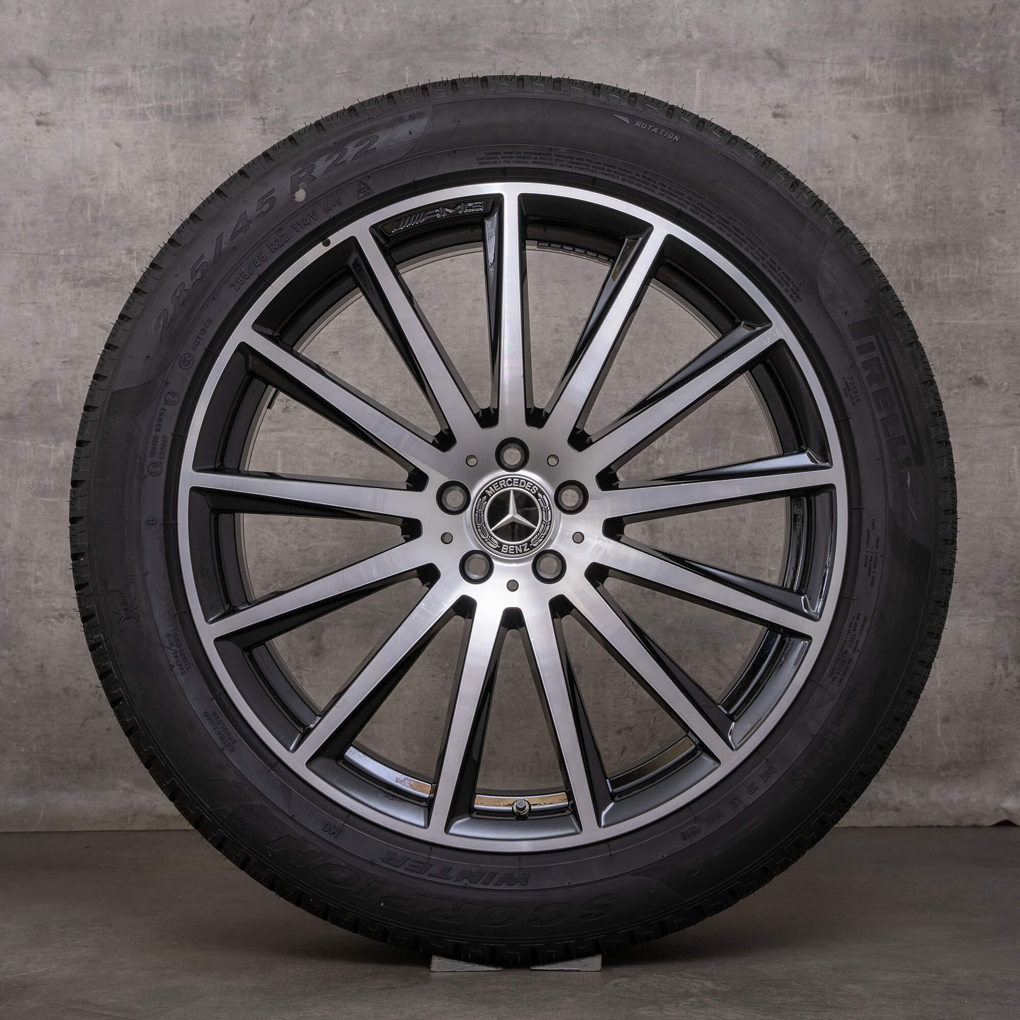 Orijinal Mercedes Benz GLS AMG kış jantları 22 inç X167 jantlar A1674017500 siyah parlak tornalanmış