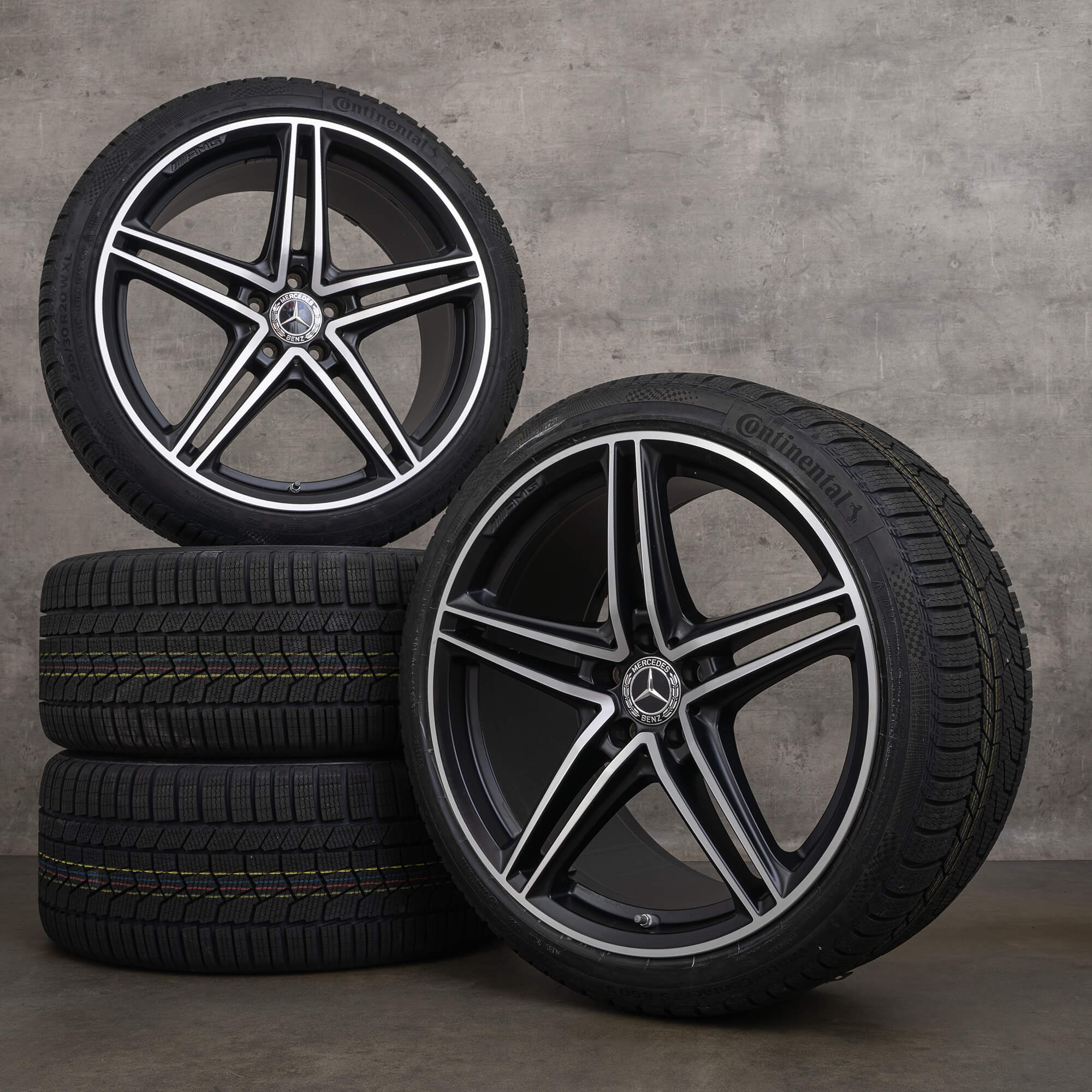 Oryginalne koła zimowe Mercedes-Benz AMG GT 19–20 cali C190 R190 A1904011800 A1904011900, czarne matowe, Polerowane na połysk