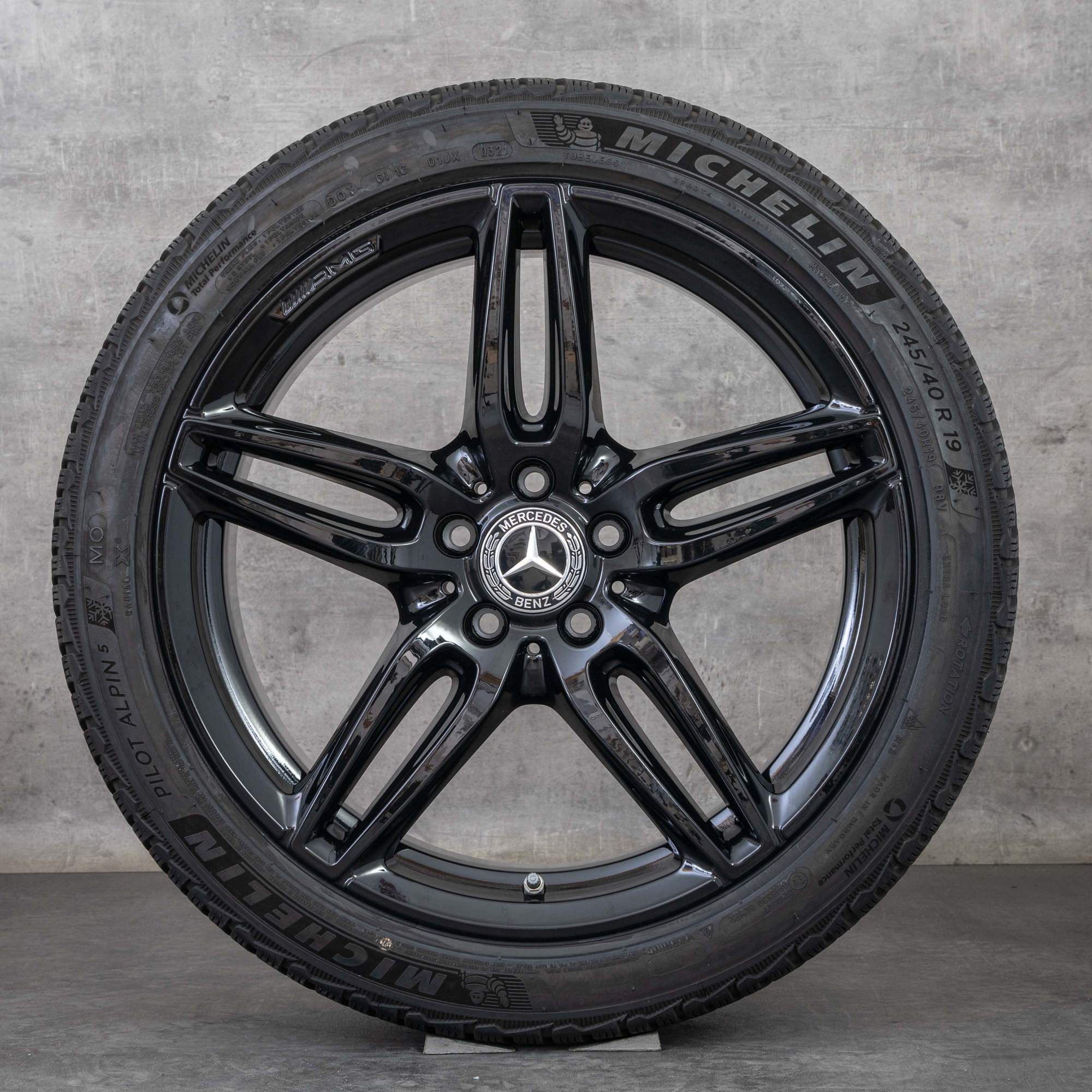 Alkuperäiset Mercedes Benz E-sarjan E43 E53 AMG talvirenkaat 19 tuuman W213 S213 C238 A238 vanteet A2134013800 A2134012000 musta kiiltävä