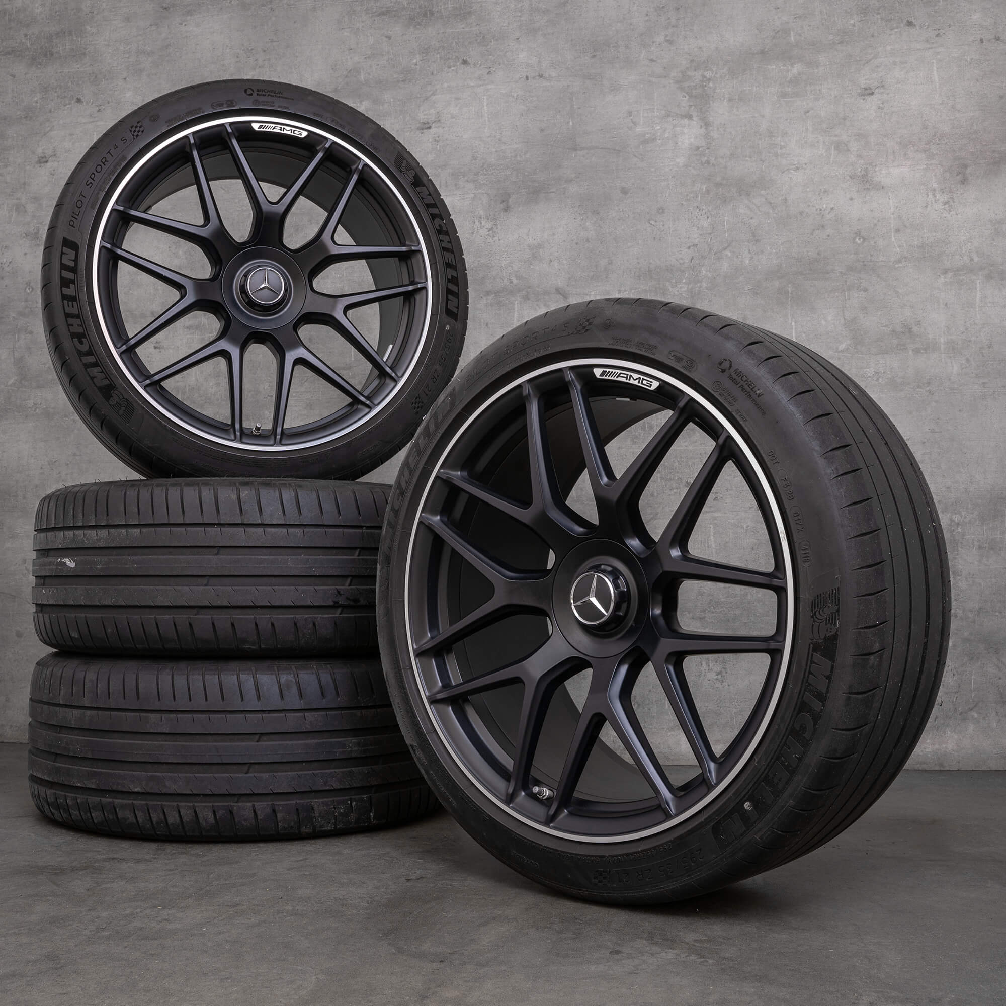 Autentico AMG Mercedes Benz GLC 63 & S pneumatici estivi 21 pollici C253 X253 cerchi A2534014000 A2534014100 nero opaco finitura lucida