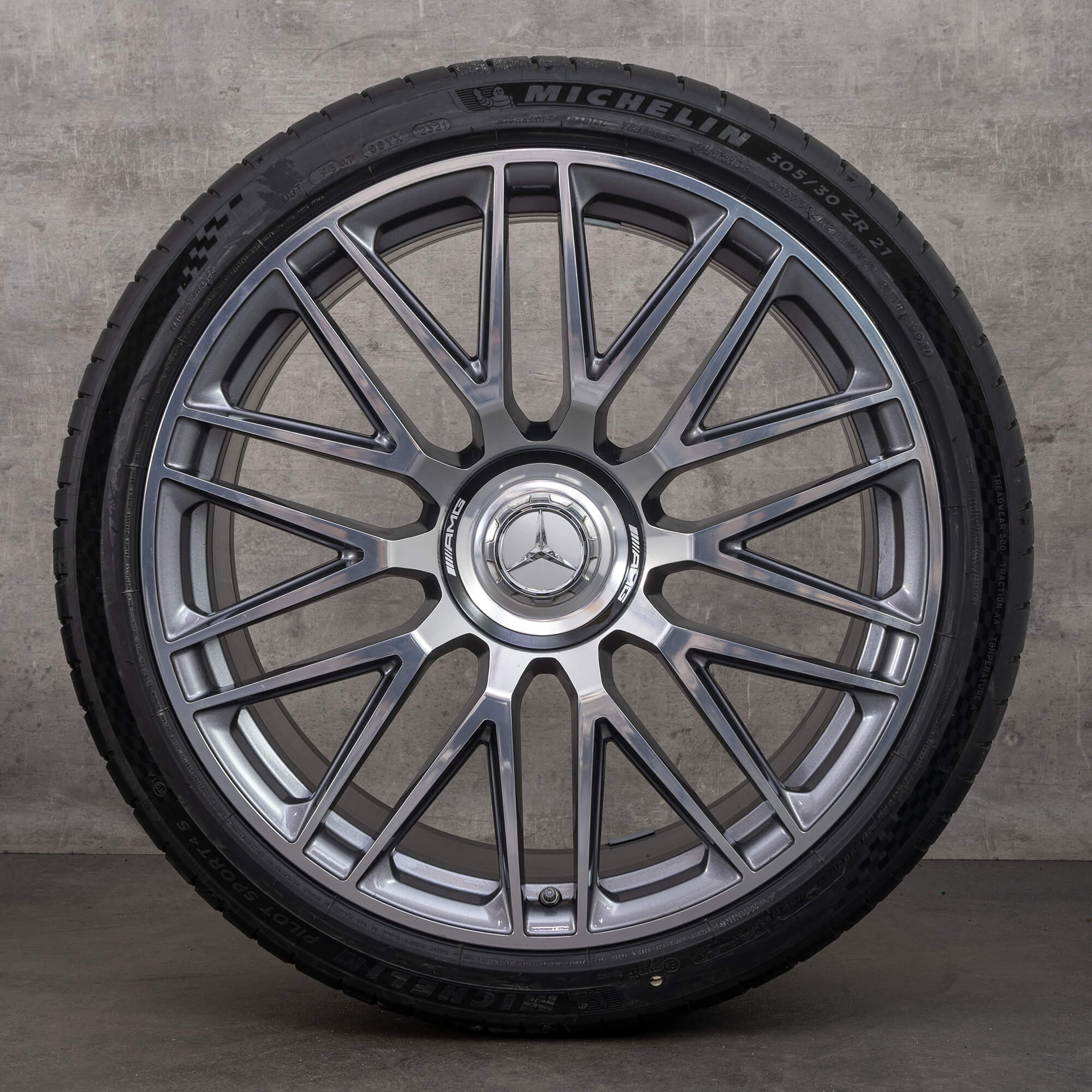 Oryginalne koła zimowe Mercedes-Benz SL AMG 21 cali felgi R232 nr kat. A2324012900 A2324013000 himalaya grey diamond cut NOWE