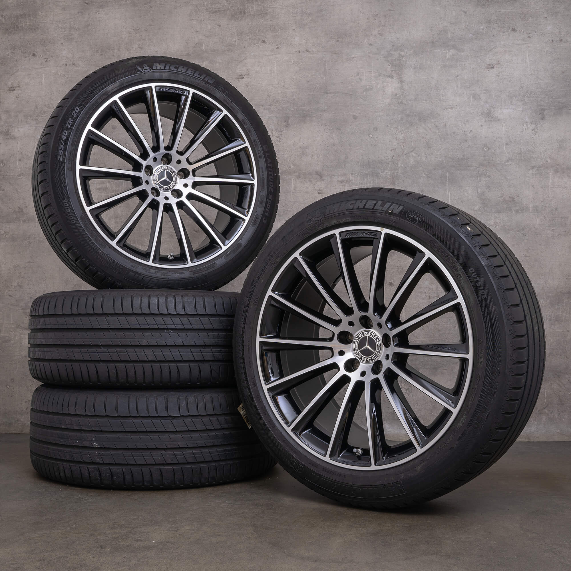 Original letní kola Mercedes Benz GLC 43 AMG 20" X253 C253 A2534011900 A2534012700 černá lesklá soustružená