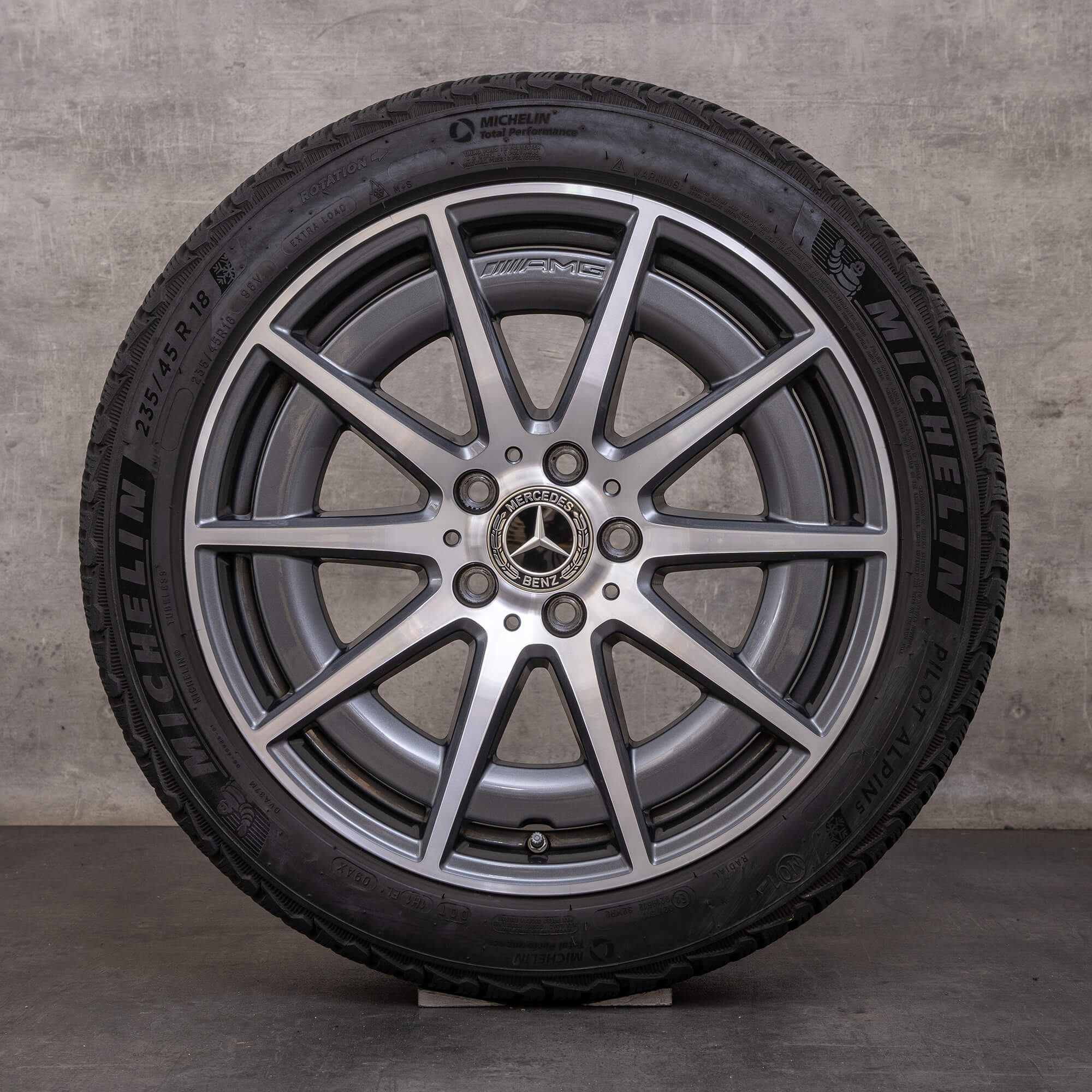 Oryginał Mercedes Benz C-Class C43 AMG opony zimowe 18 cali W206 S206 Felgi A2064012100 himalaya szary Polerowane