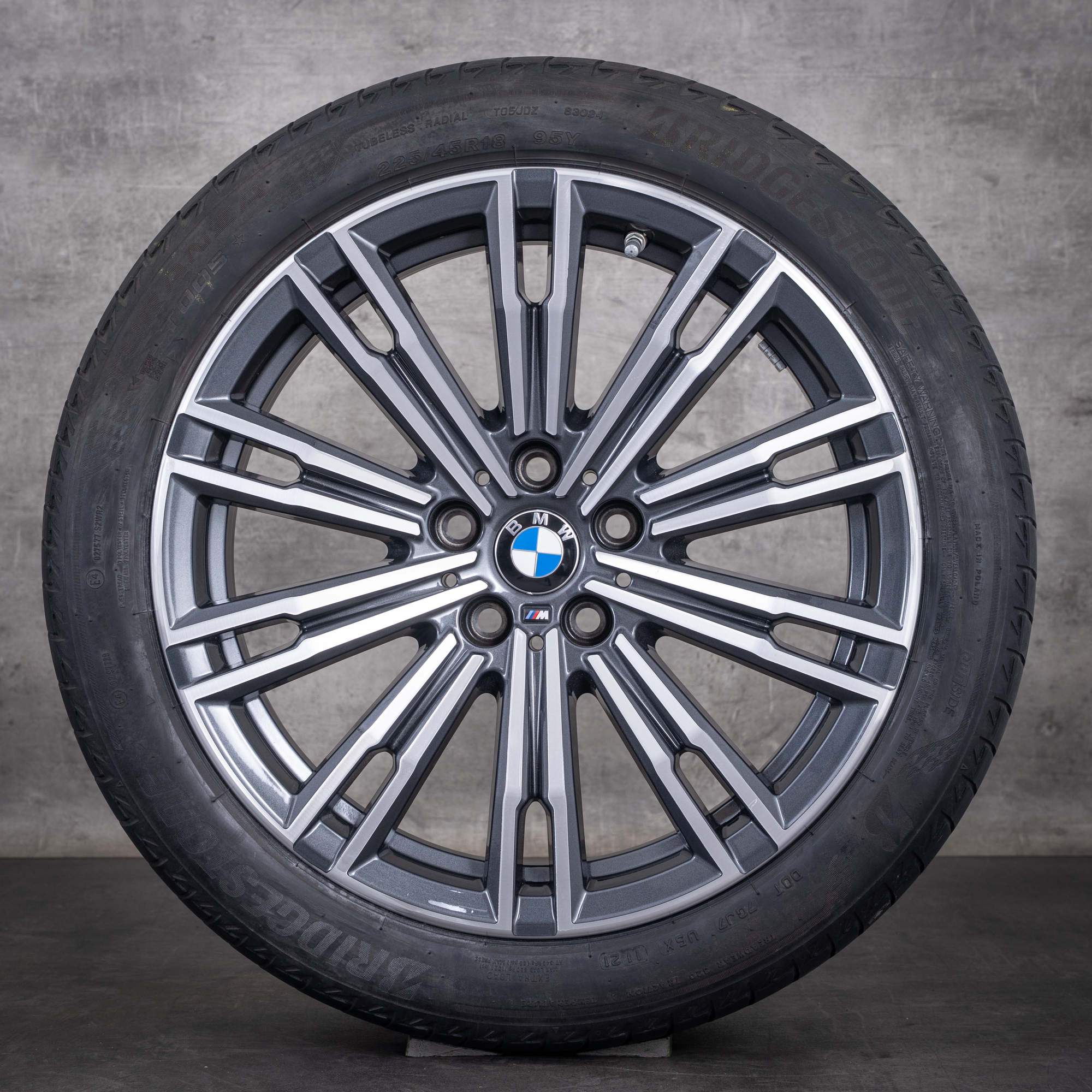 Jante originale BMW Seria 2 3 4 18 inci G42 G20 G21 G22 G23 anvelope de vară 790 M 8089890 8089891 culoare Orbit Grey jante diamantate