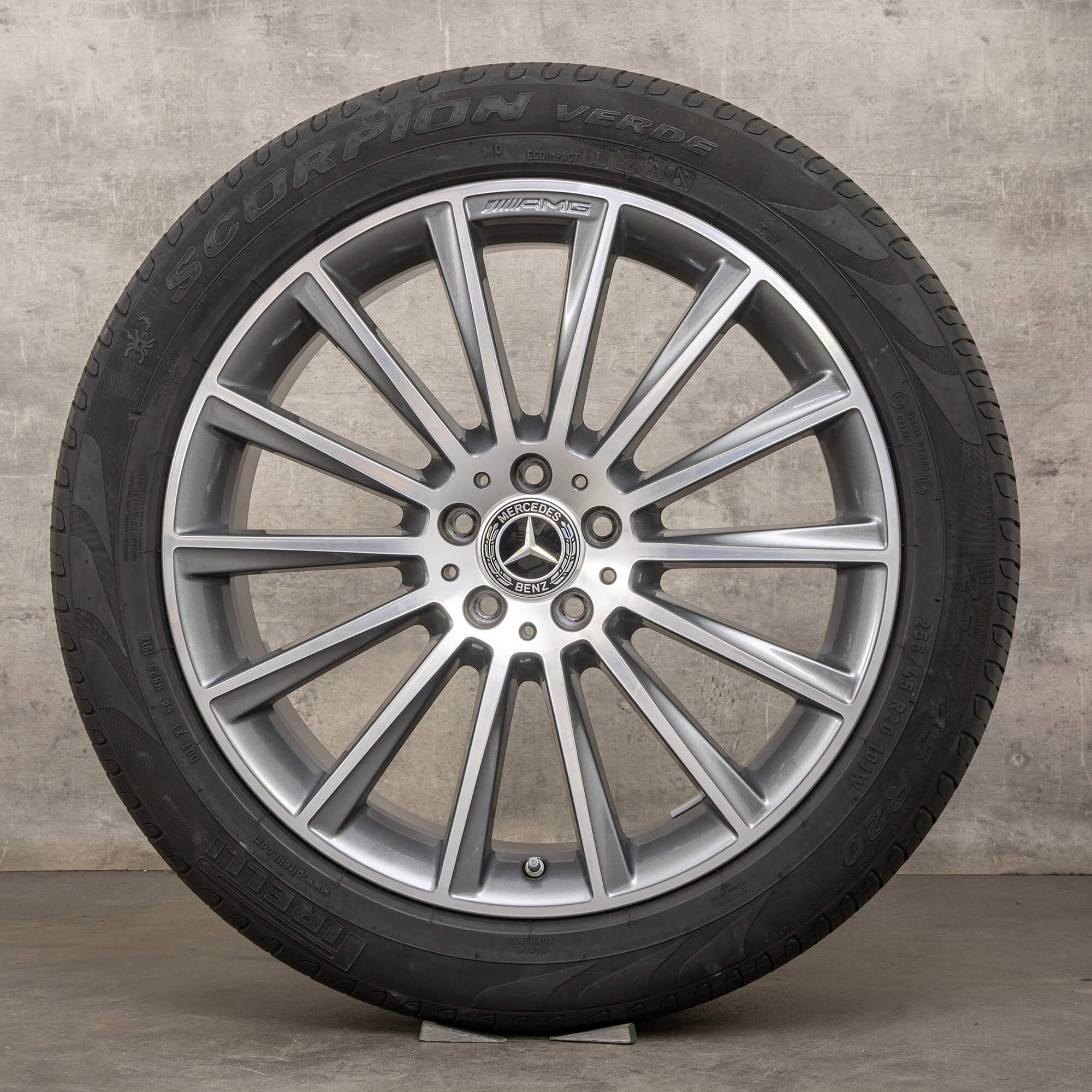 Ekte Mercedes Benz GLC X253 C253 AMG hjul 20-tommers sommerhjul A2534011900 himalaya grå blank dreid NY
