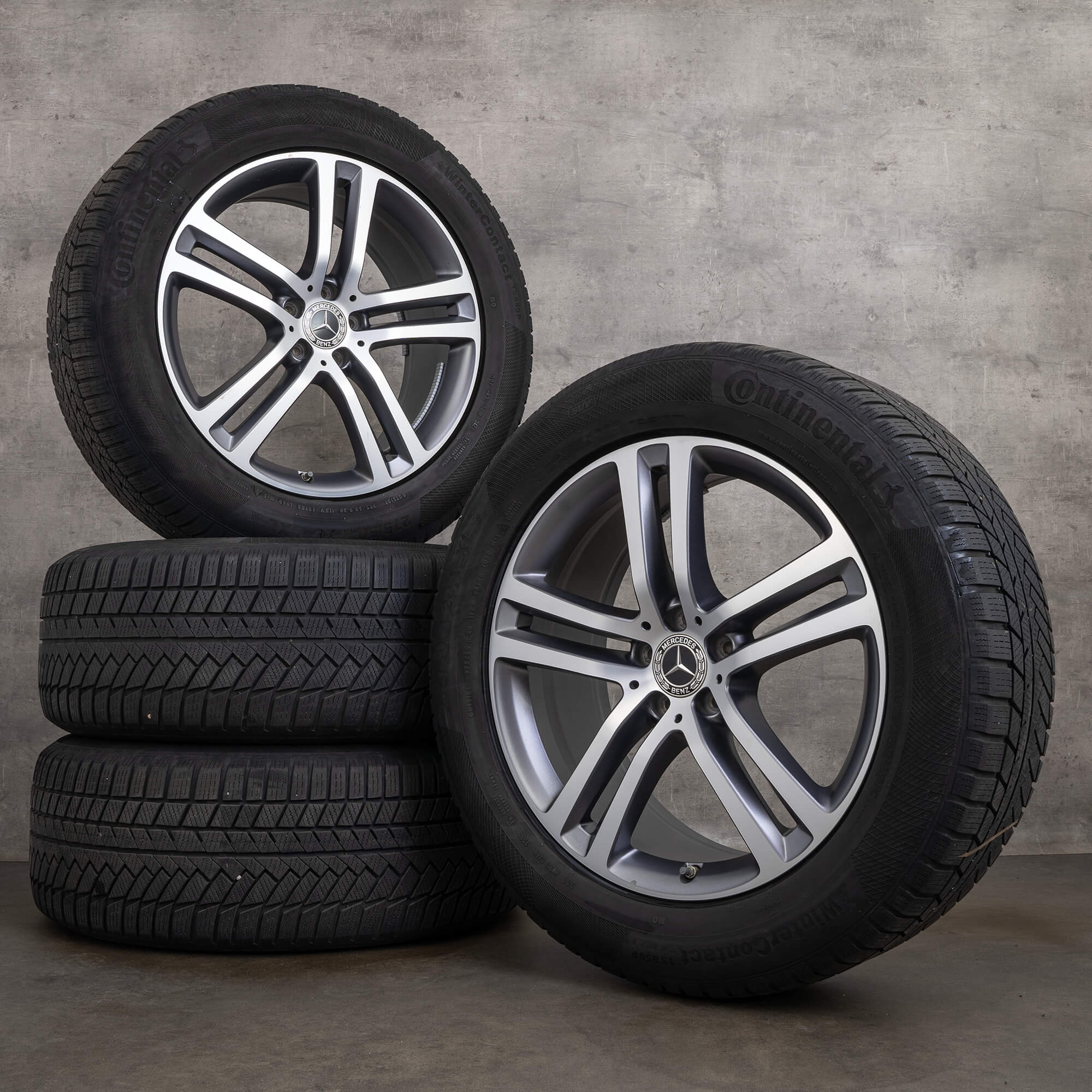 OEM Mercedes Benz GLE winter wheels 20 inch W167 SUV rims A1674012400 A1674012500 himalaya grey glossy turned tires