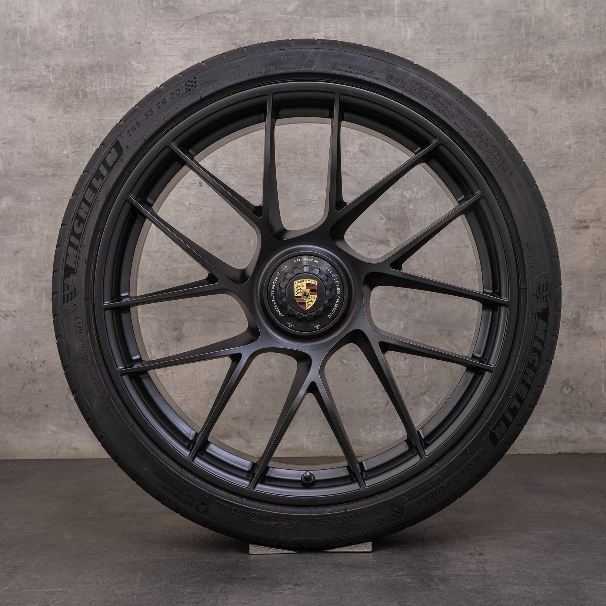 Originale Porsche 911 fælge 20 tommer 991 II Turbo S sommerdæk 99136272100 99136277100 sort mat