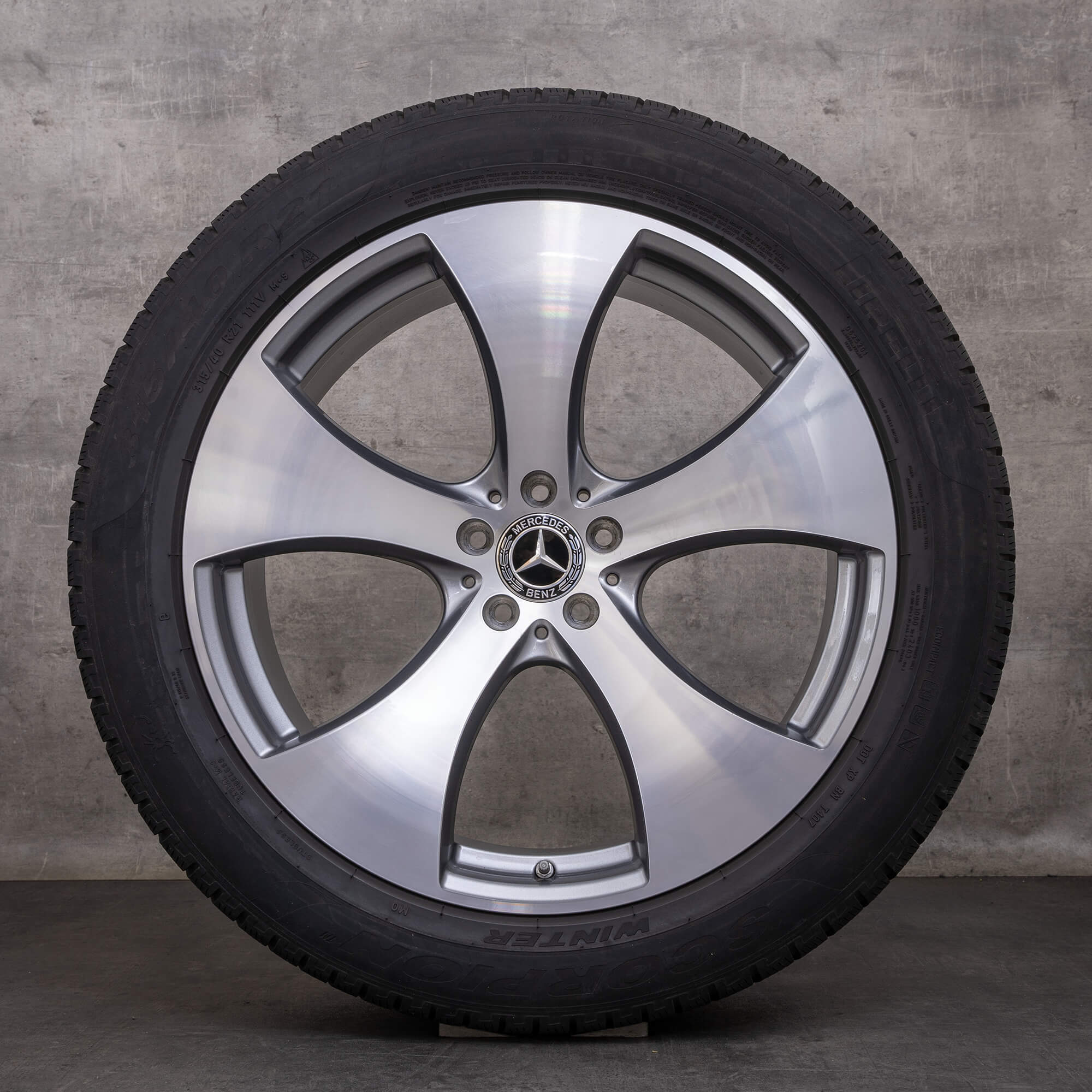 Oryginalne koła zimowe Mercedes Benz GLE 21 cali C292 felgi A2924010400 A2924010500 himalaya szary polerowane
