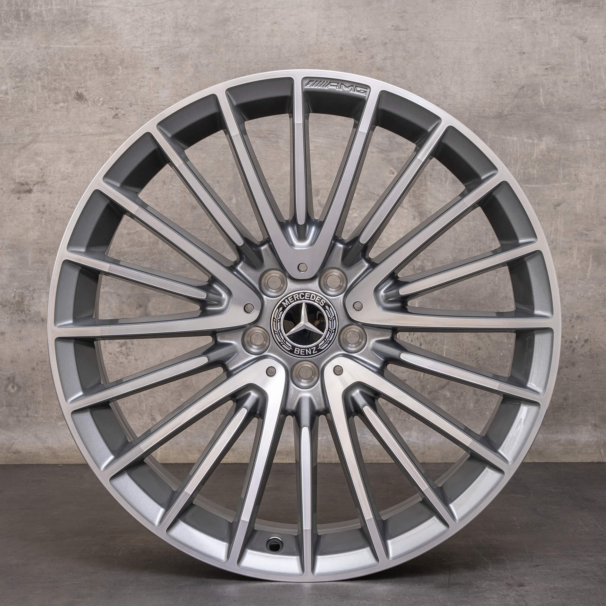 Original Mercedes Benz AMG CLS 53 4Matic fälgar 20 tum C257 A2574014200 A2574014300 himalaya grå högblank svarvad