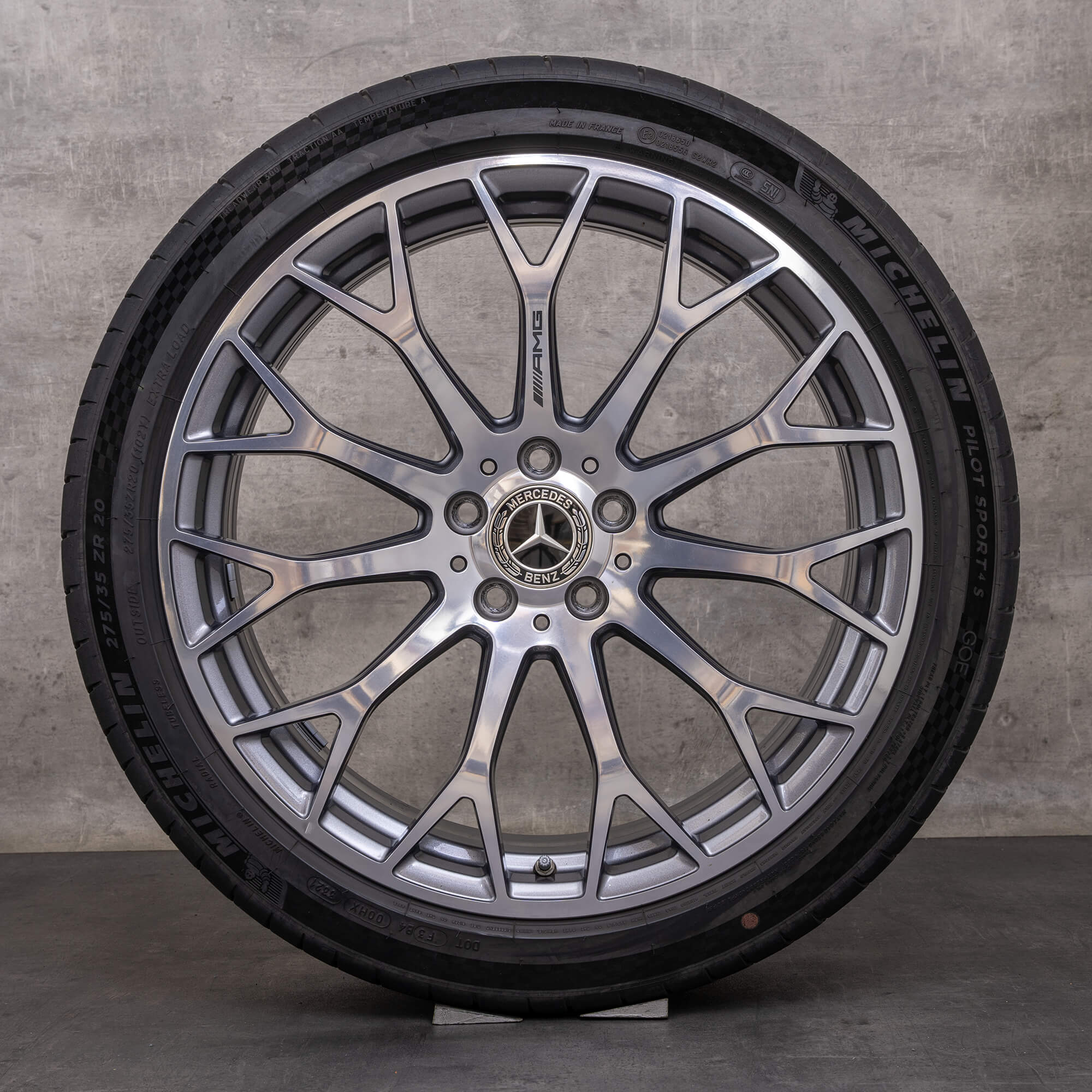 Oryginał Mercedes Benz Klasa C63 i S AMG koła zimowe 20 cali W206 S206 felgi A2064013100 A2064013200 himalaya szary Polerowane
