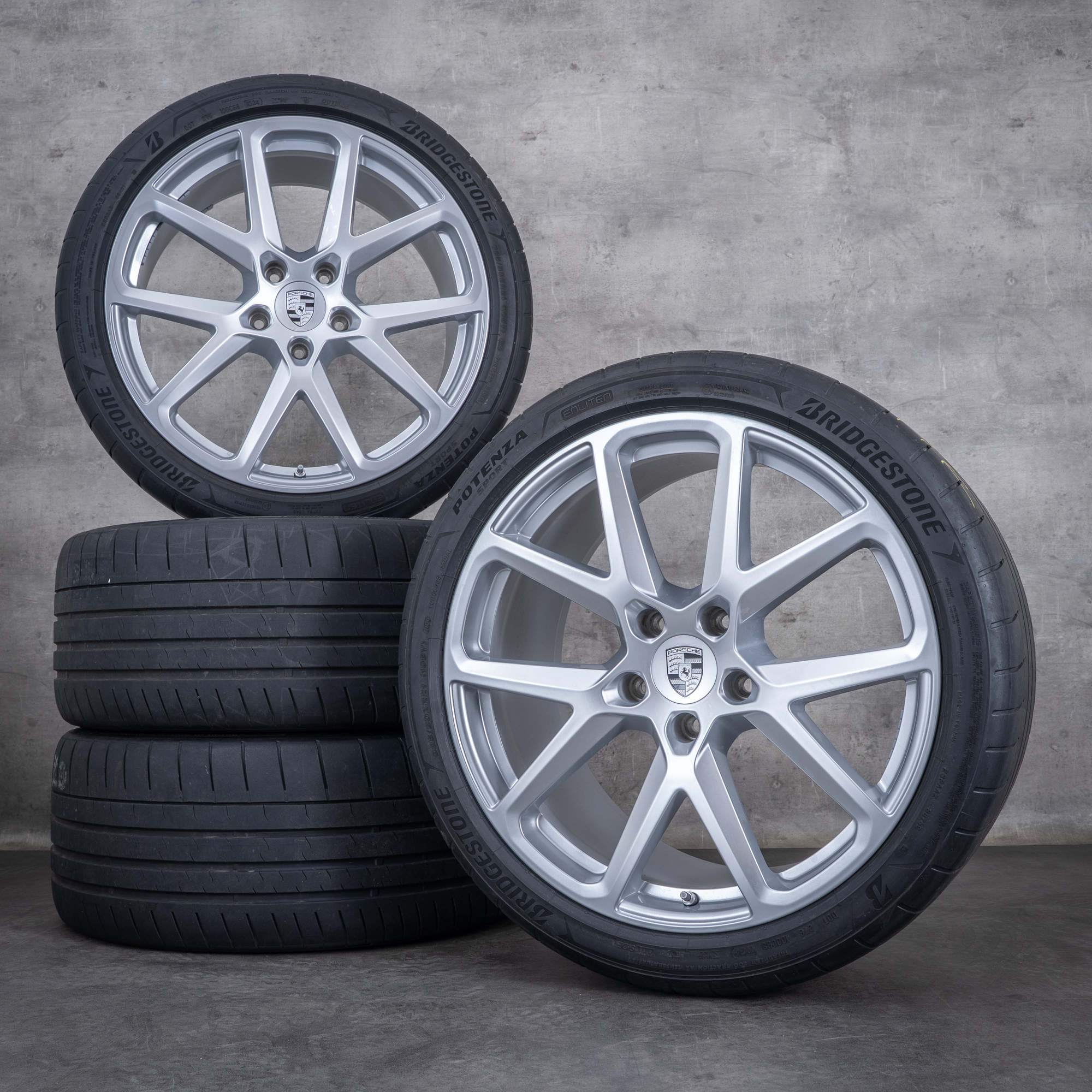 Original Porsche Panamera Felgen 21 Zoll 976 Sommerräder 976044660F Sport Design silber glanz