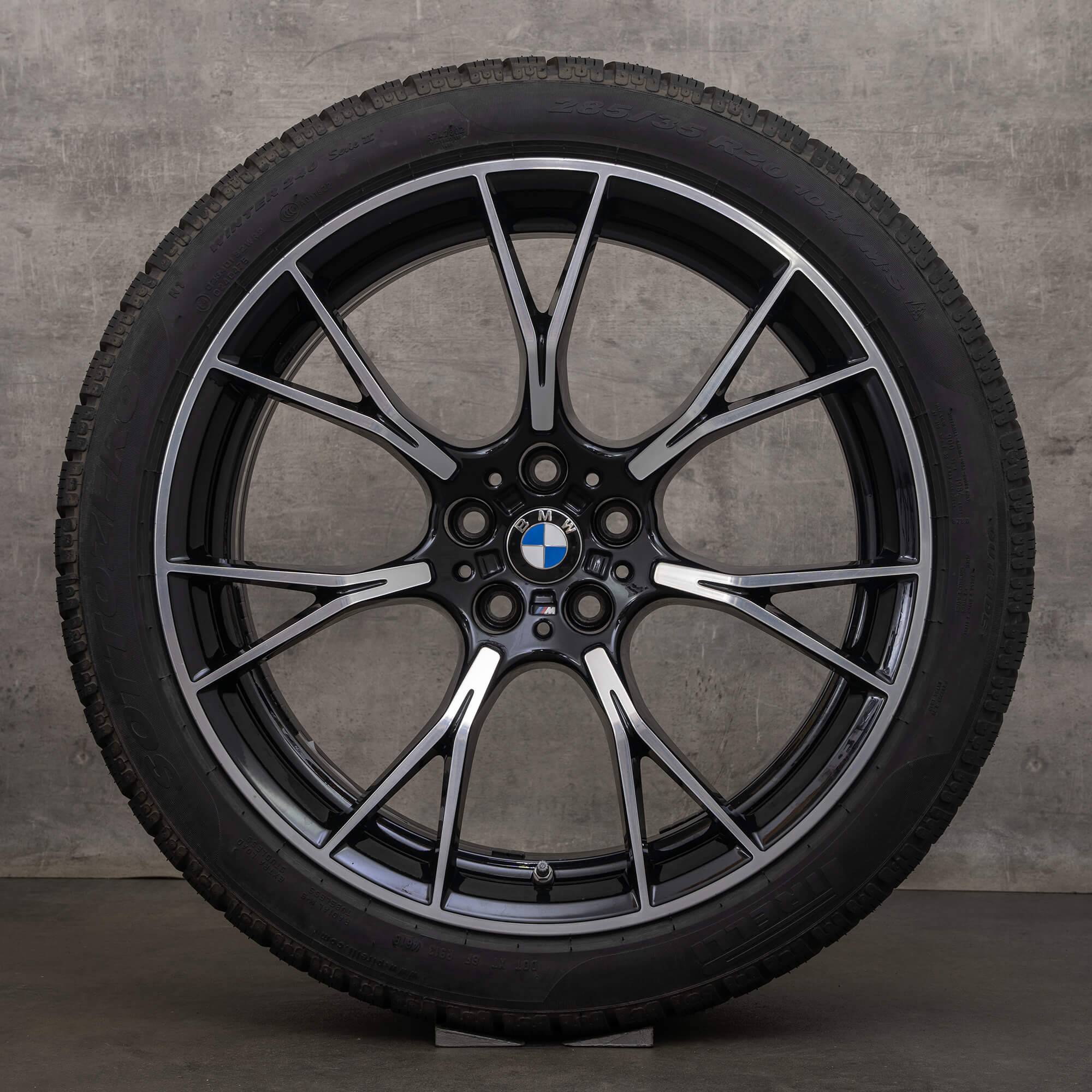 Originale BMW M5 M8 vinterhjul 20 tommer F90 F91 F92 F93 fælge styling 789 M 8073849 8073850 sort blank drejet