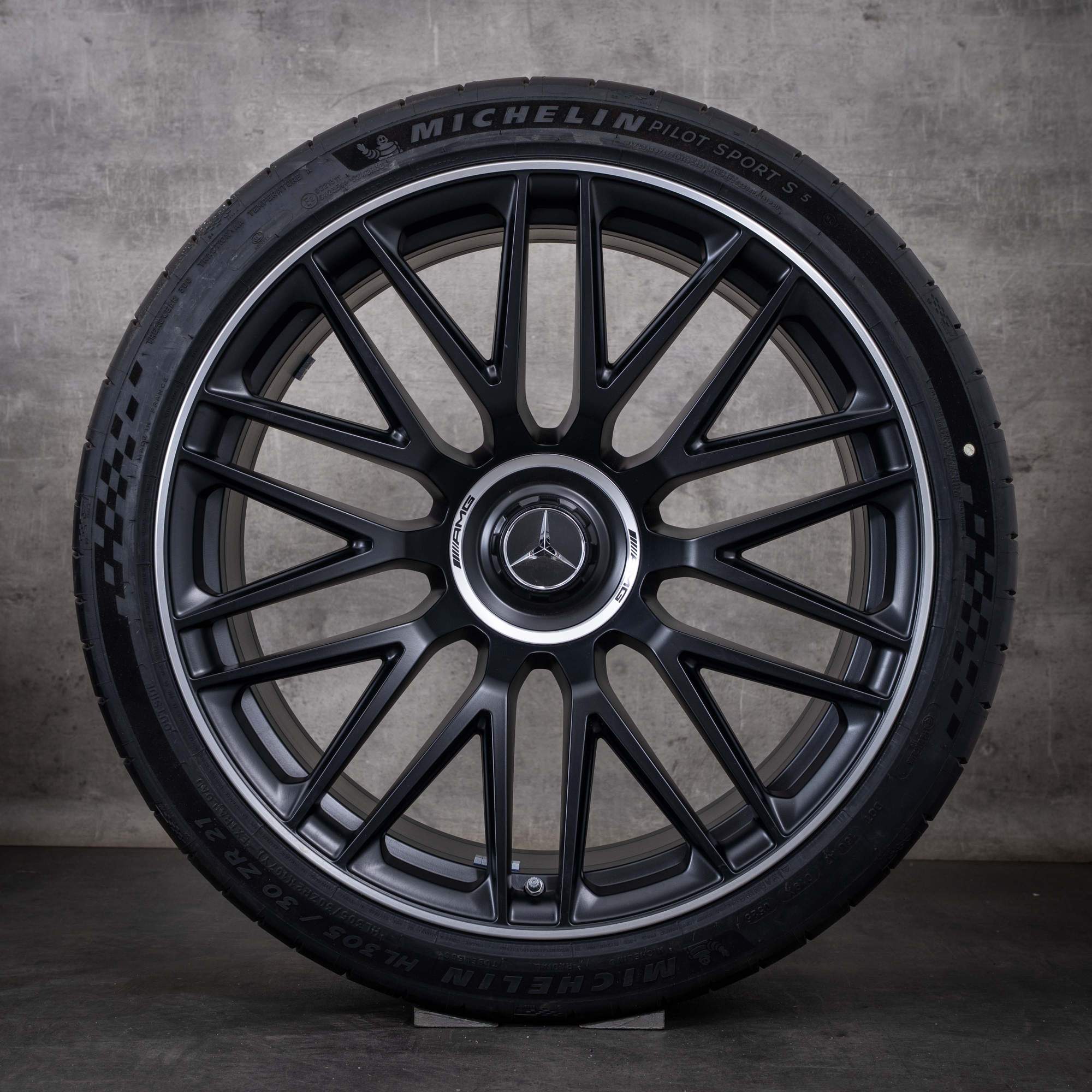 Originale Mercedes-Benz AMG GT vinterhjul 21 tommer C192 felger A1924011900 A1924012000 matt svart frontpolert NY