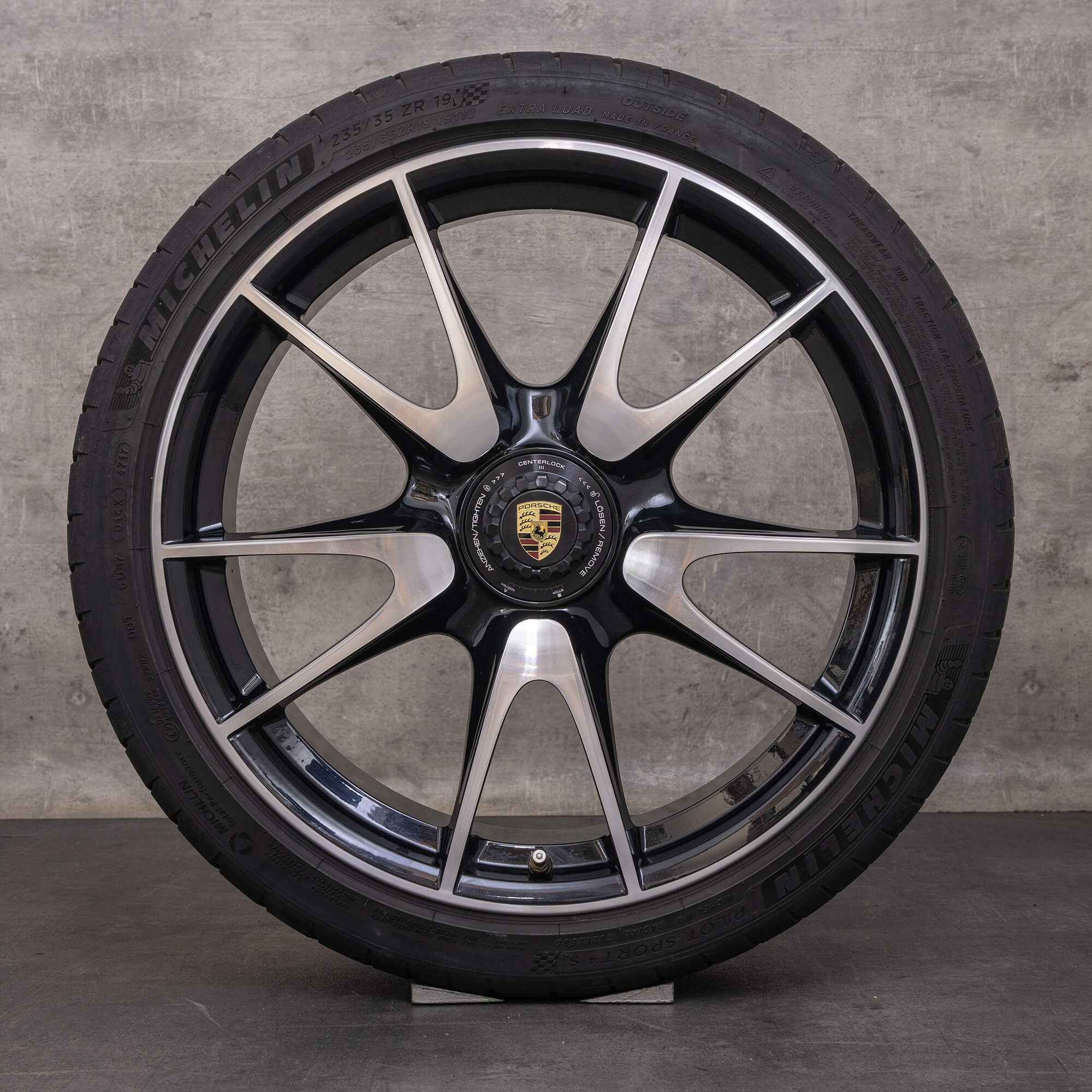 Originele Porsche 911 velgen 19 inch 997 GT3 zomerwielen 99736215795 99736216591 zwart glanzend gedraaid