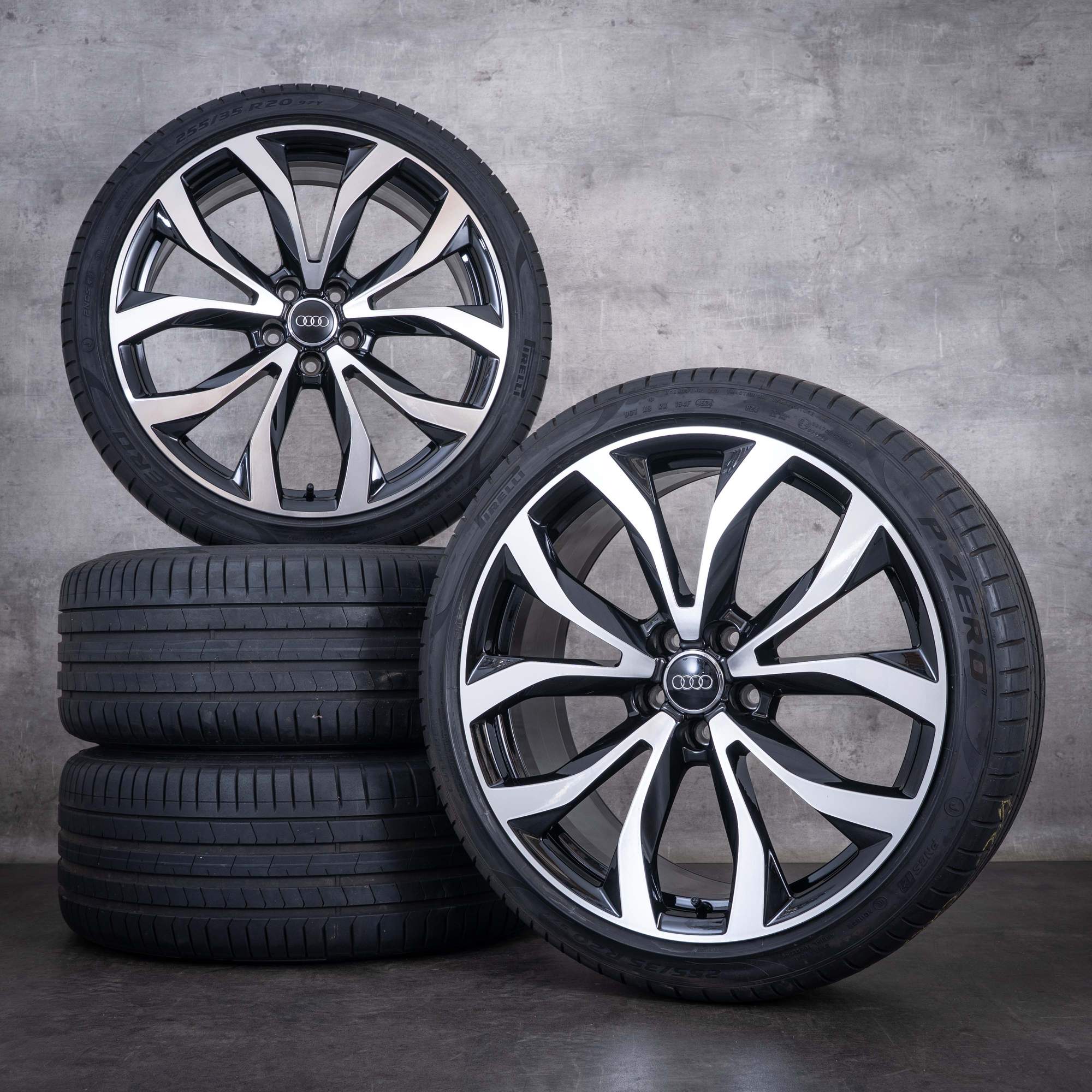 Ruote invernali originali Audi A6 S6 da 20 pollici cerchi 4G C7 4G0601025G neri parte anteriore diamantata NUOVE