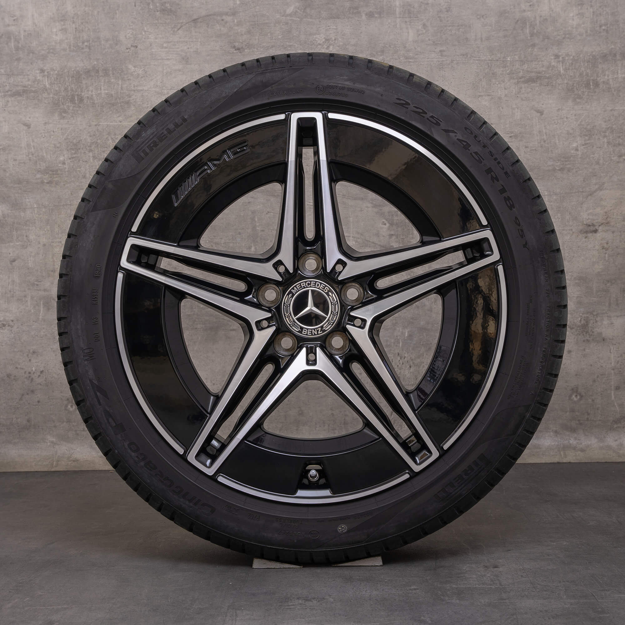 OEM Mercedes Benz C-Class rims 18 inch AMG W206 S206 summer wheels A2064011700 A2064011800 black glossy turned