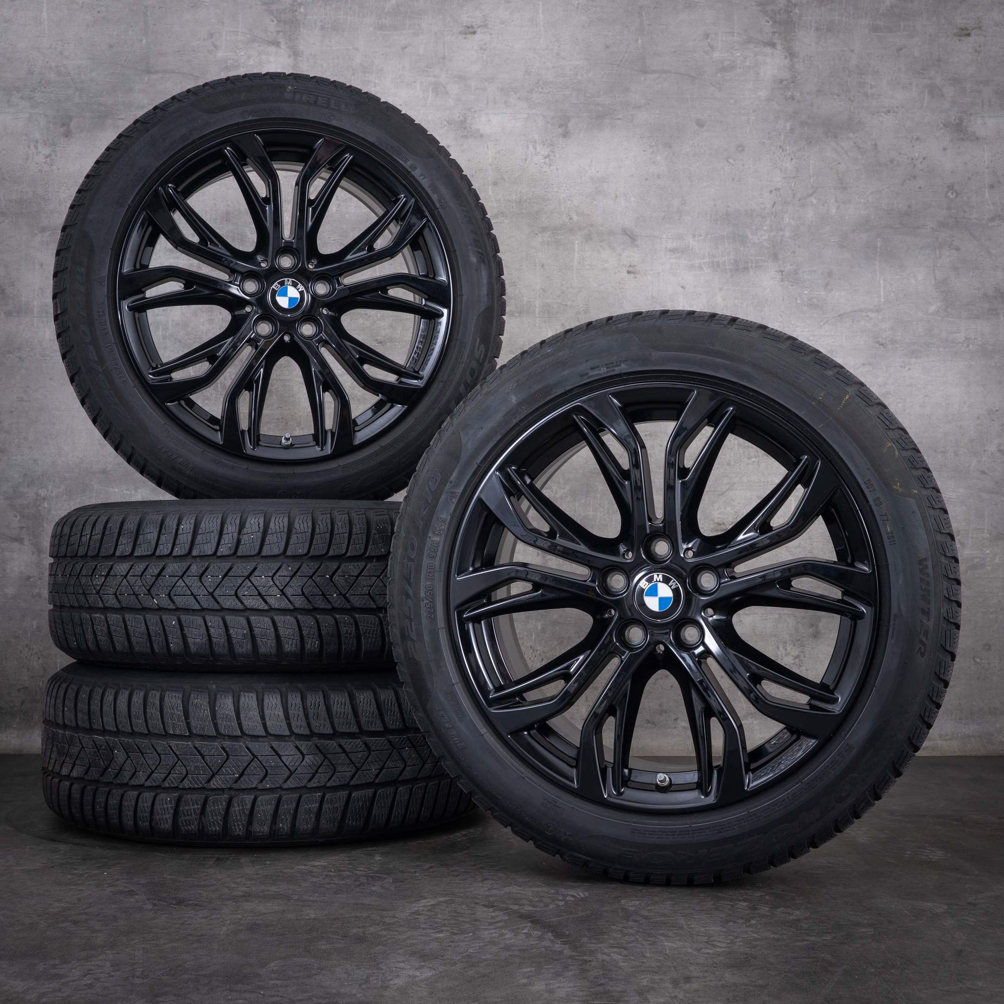 Original BMW X1 X2 Winterräder 18 Zoll F48 F39 Felgen Styling 566 6883503 schwarz glanz
