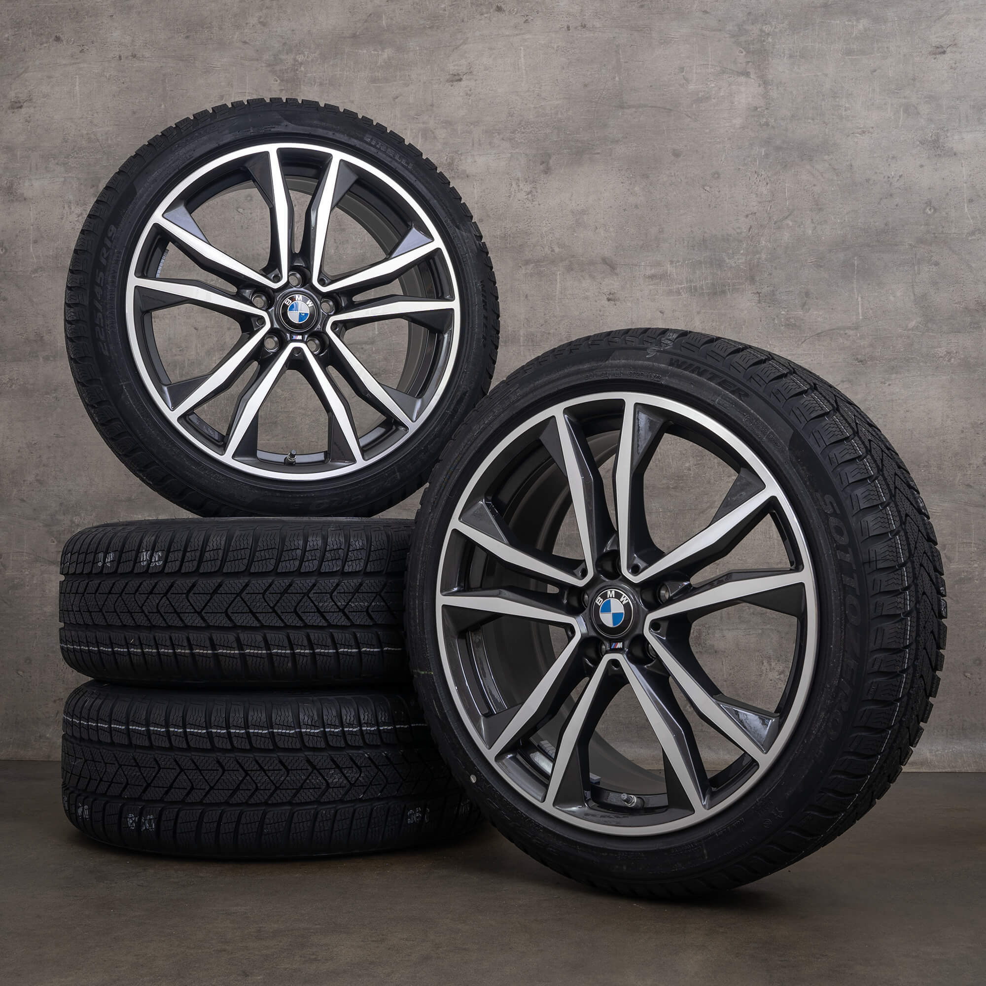 Jantes d'origine BMW X1 X2 19 pouces F48 F39 Roues d'hiver 8008616 Styling 715 M orbit grey front polish NEUF