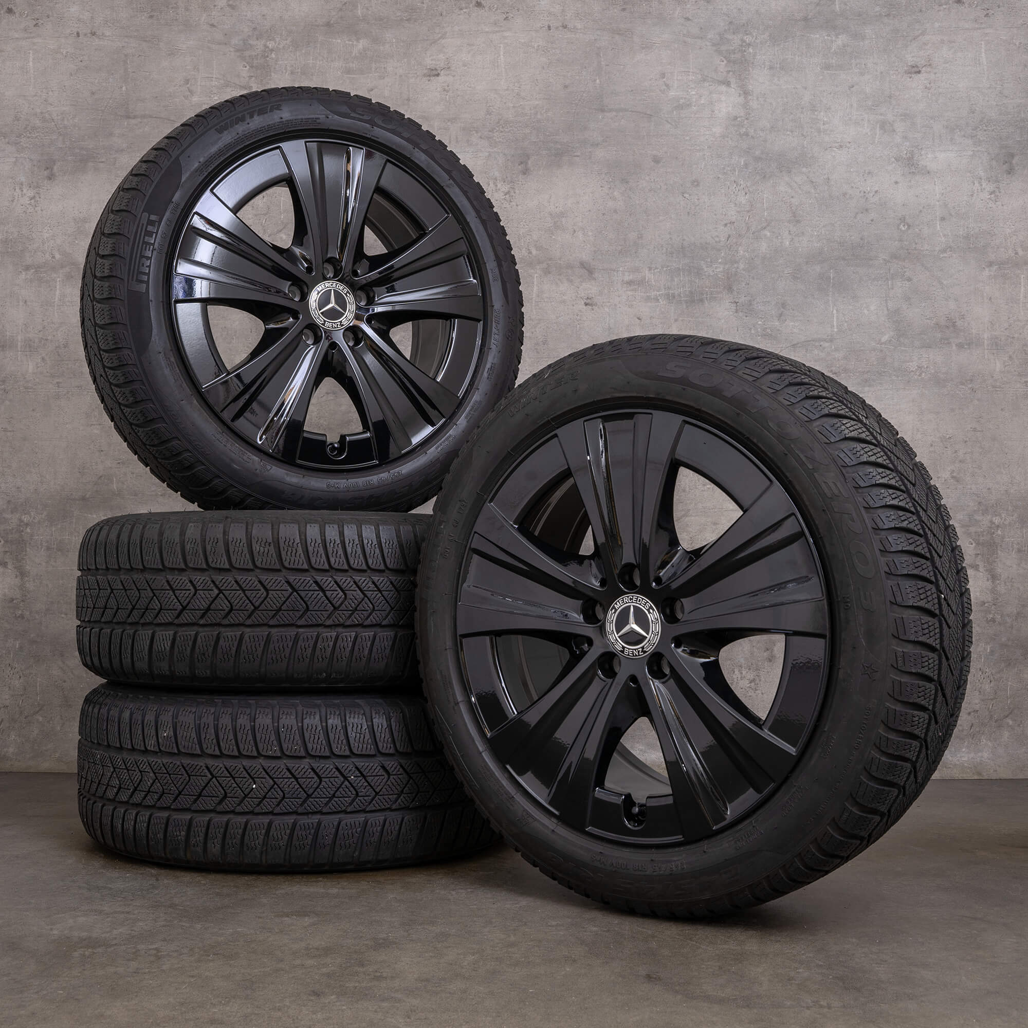 OEM Mercedes Benz E-Class winter tires 18 inch W213 S213 C238 A238 rims A2134013700 black high gloss