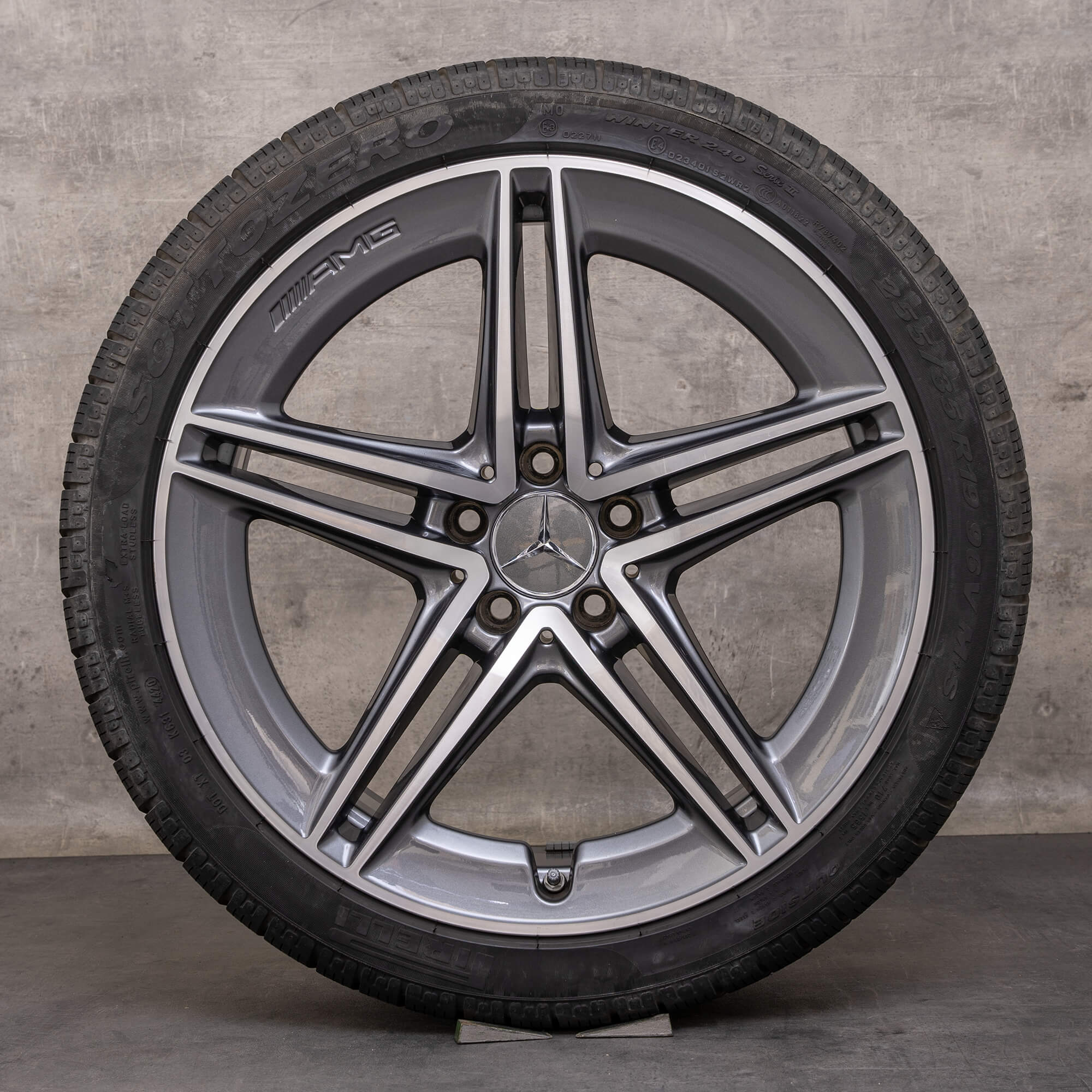 Originale Mercedes Benz C-Klasse C63 & S AMG vinterhjul 19 tommer C205 A205 fælge A2054012001 A2054012101 himalaya grey gloss turned