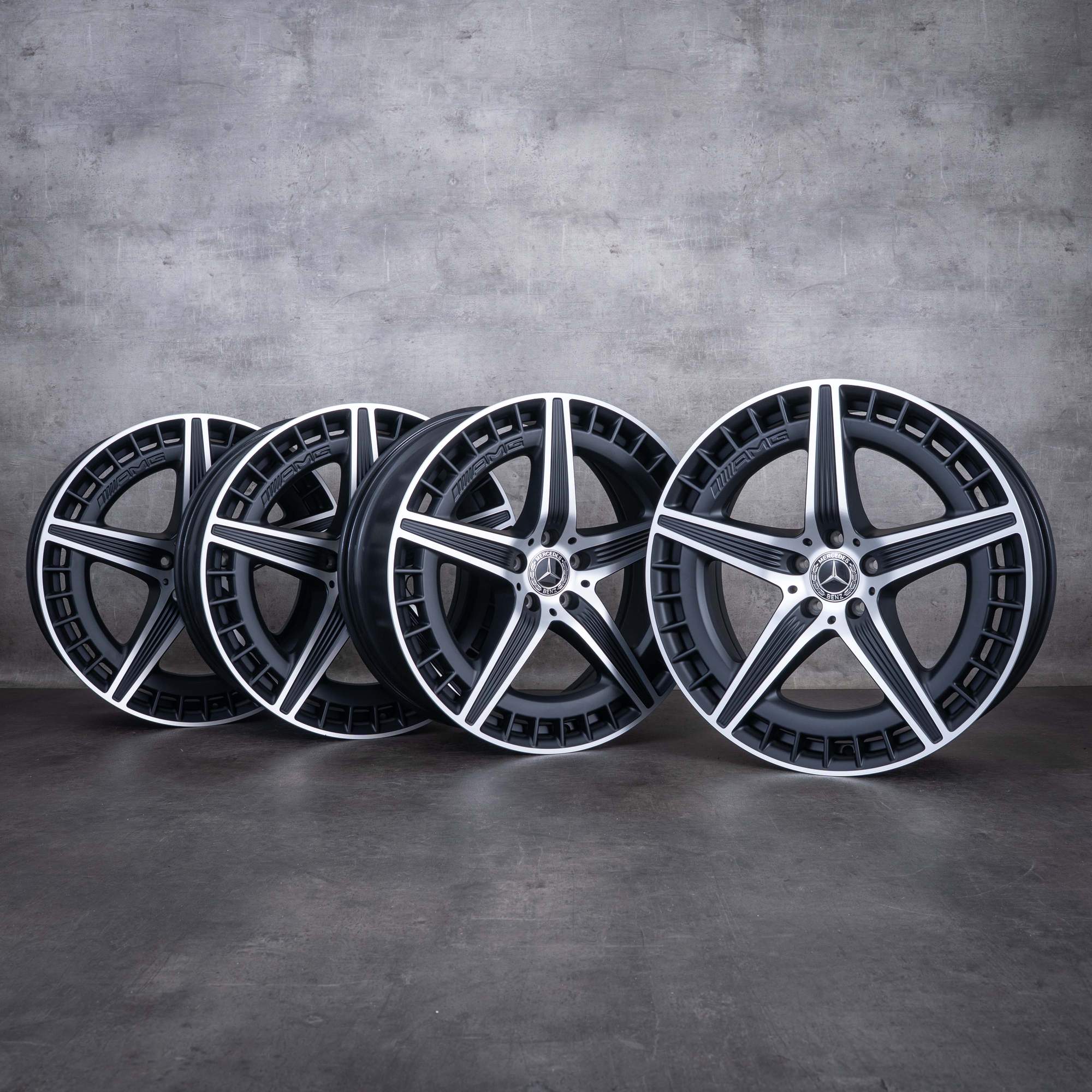 Jante originale Mercedes-Benz EQE 43 53 AMG de 21 de inci 4MATIC X294 A2944011400 negru mat față diamantată NOI