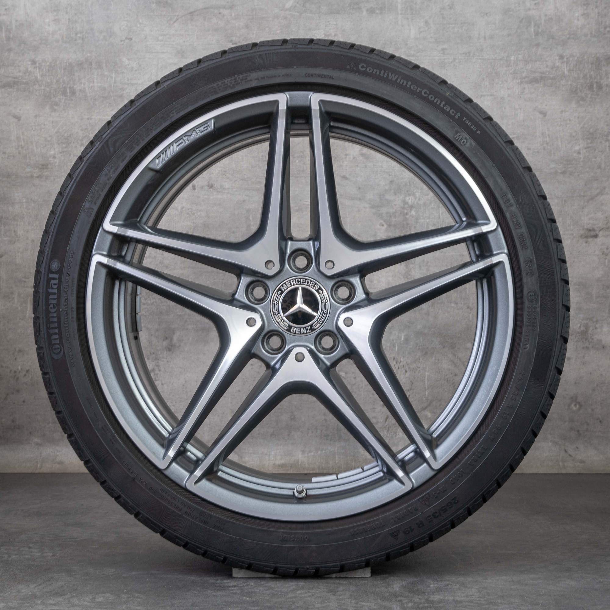 Jantes e pneus inverno originais Mercedes Benz C-Class C63 & S AMG de 19 polegadas W205 S205 jantes A2054011900 A2054012000 himalaia cinzento polido