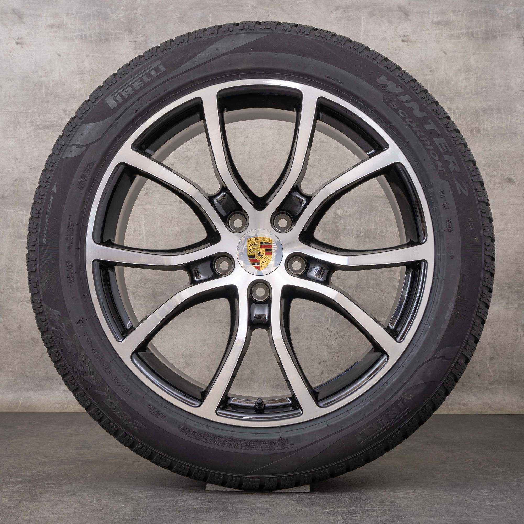 Original Porsche Cayenne Coupe Felgen 21 Zoll 9YA E3 II Sommerräder 9Y0601025DB 9Y3601025BNExclusive Design schwarz glanzgedreht