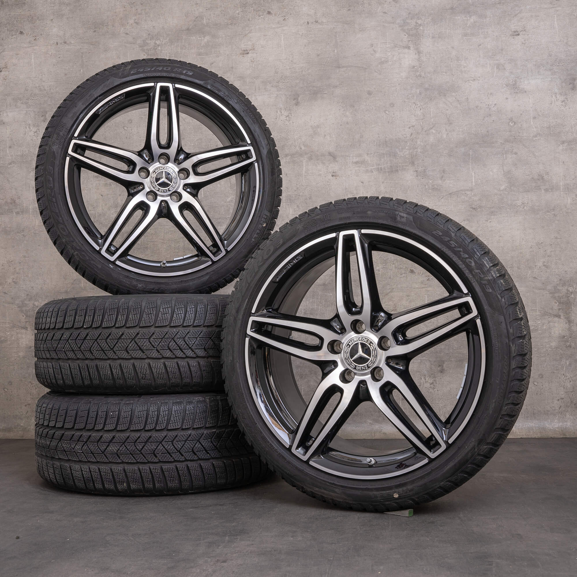 Originale Mercedes Benz E-Klasse AMG vinterhjul 19 tommer W213 S213 C238 A238 fælge A2134012000 sort blank drejet