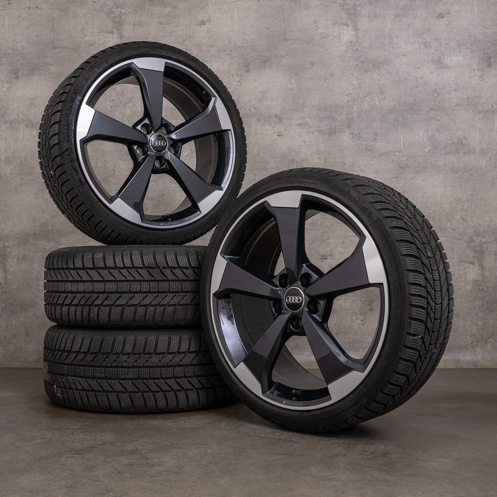 Originální zimni alu kola Audi RS3 19" 8V disky 8V0601025FD 8V0601025FA černé lesklé soustružené