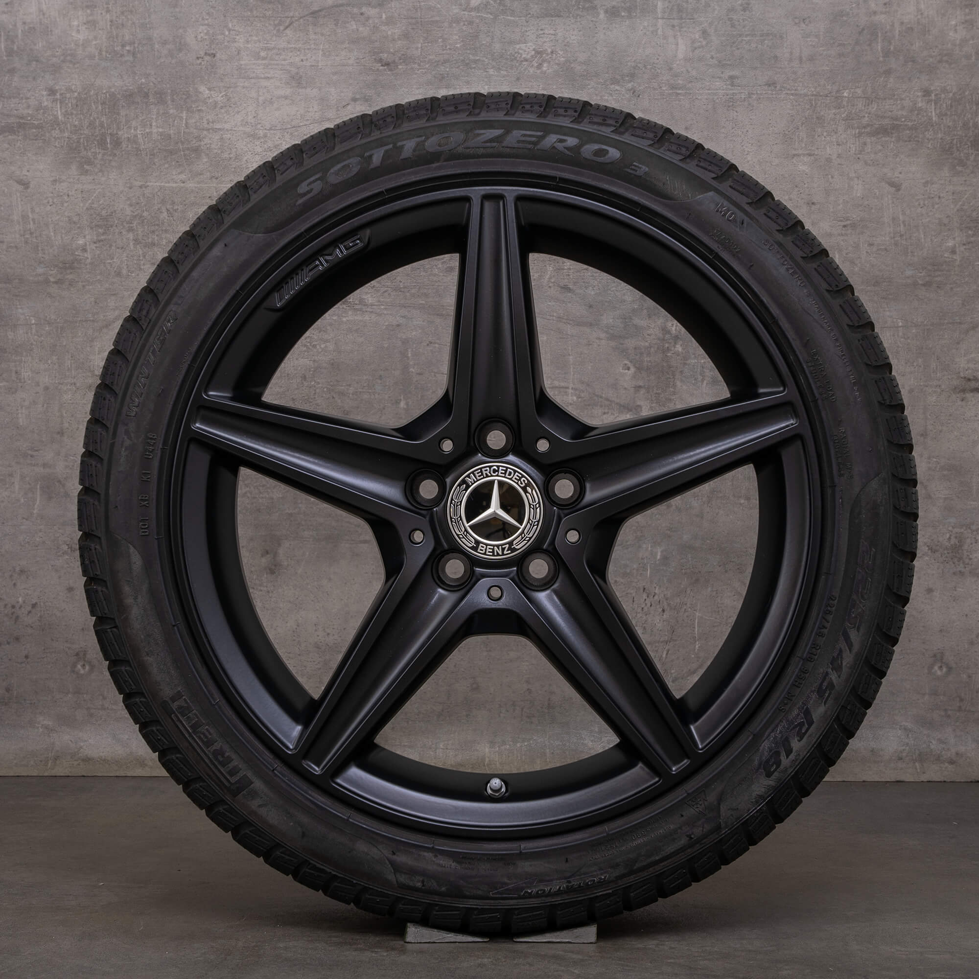 Alkuperäiset Mercedes Benz C-sarja C 43 AMG talvirenkaat 18 tuuman W205 C450 vanteet A2054014800 A2054011100 musta matta
