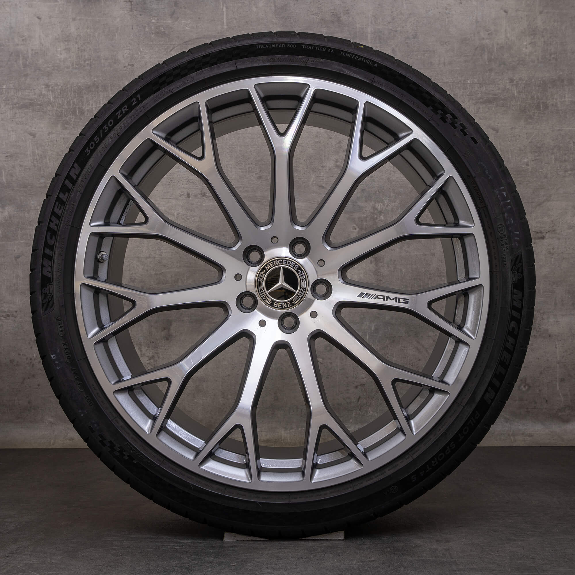 Alkuperäiset Mercedes Benz SL 43 55 63 AMG vanteet 21 tuuman R232 4 Matic S E Performance kesäpyörät A2324012700 A2324012800 himalajanharmaa kiillotettu