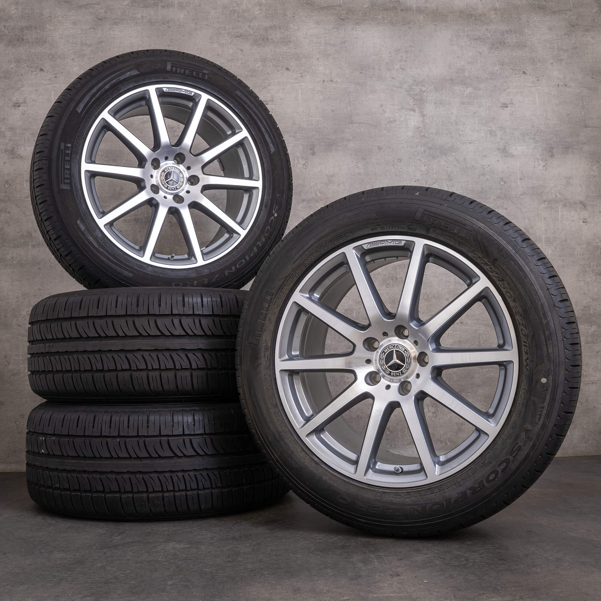 Jantes originais Mercedes Benz Pneus All Season 20 polegadas W463A W465 A4634011800 himalaia cinzento brilhante torneado
