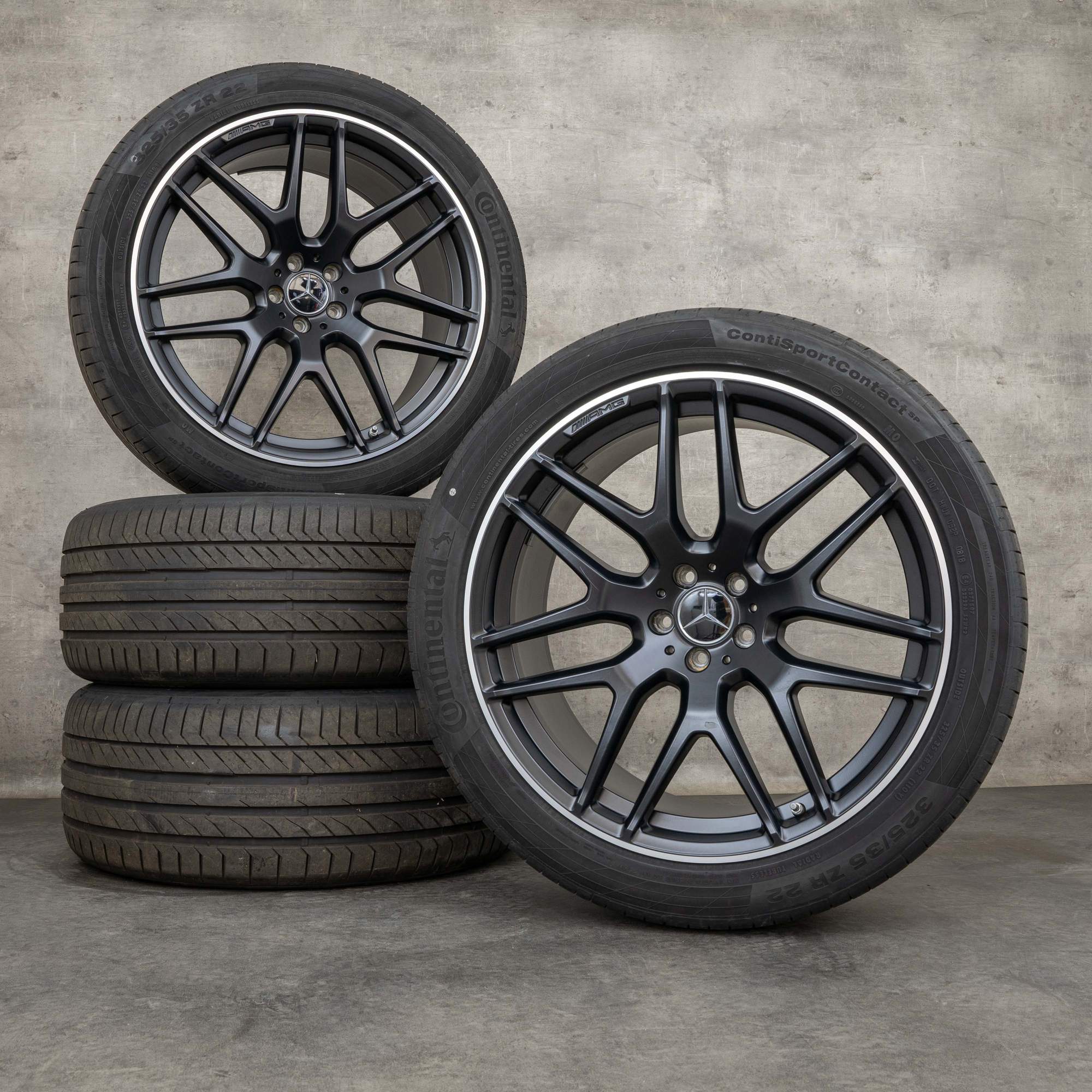 Original Mercedes Benz GLE 63 S AMG Felgen 22 Zoll C292 Sommerräder A2924012400 A2924012500 schwarz matt glanzgedreht