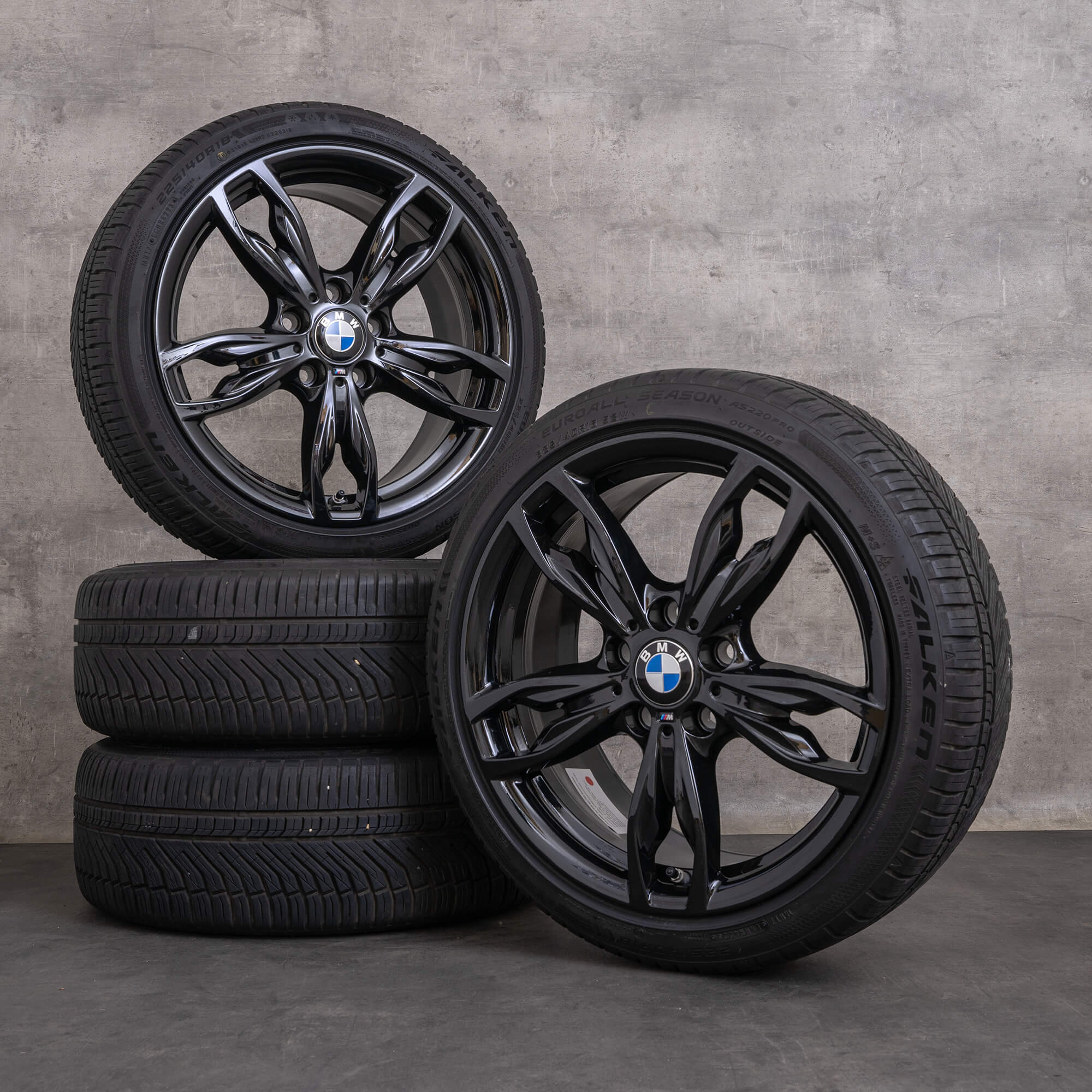 Jantes originais BMW Série 2 18 polegadas F22 F23 pneus para todas as condições climatéricas 436 M 7845870 preto brilhante