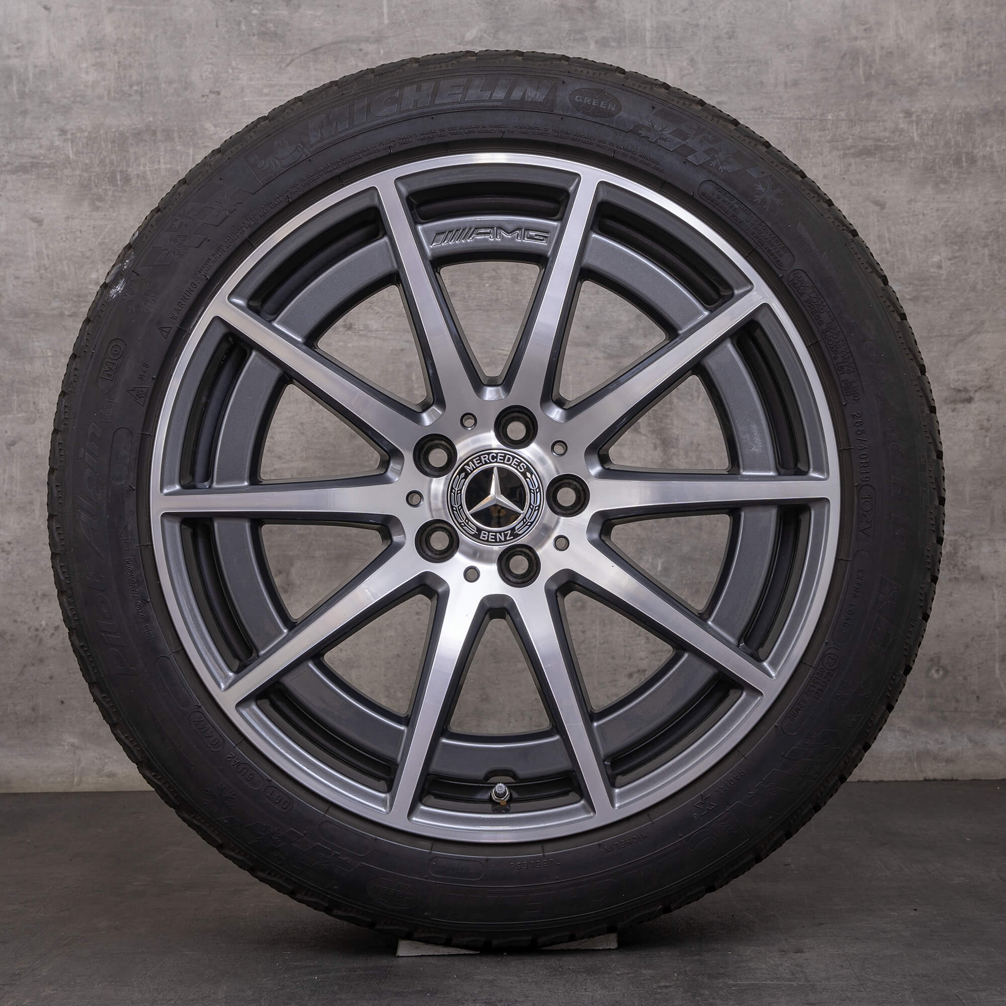 Oryginał Mercedes Benz Klasa E AMG E63 & S koła zimowe 19 cali W213 S213 felgi A2134016900 A2134017000 himalaya szary Polerowane