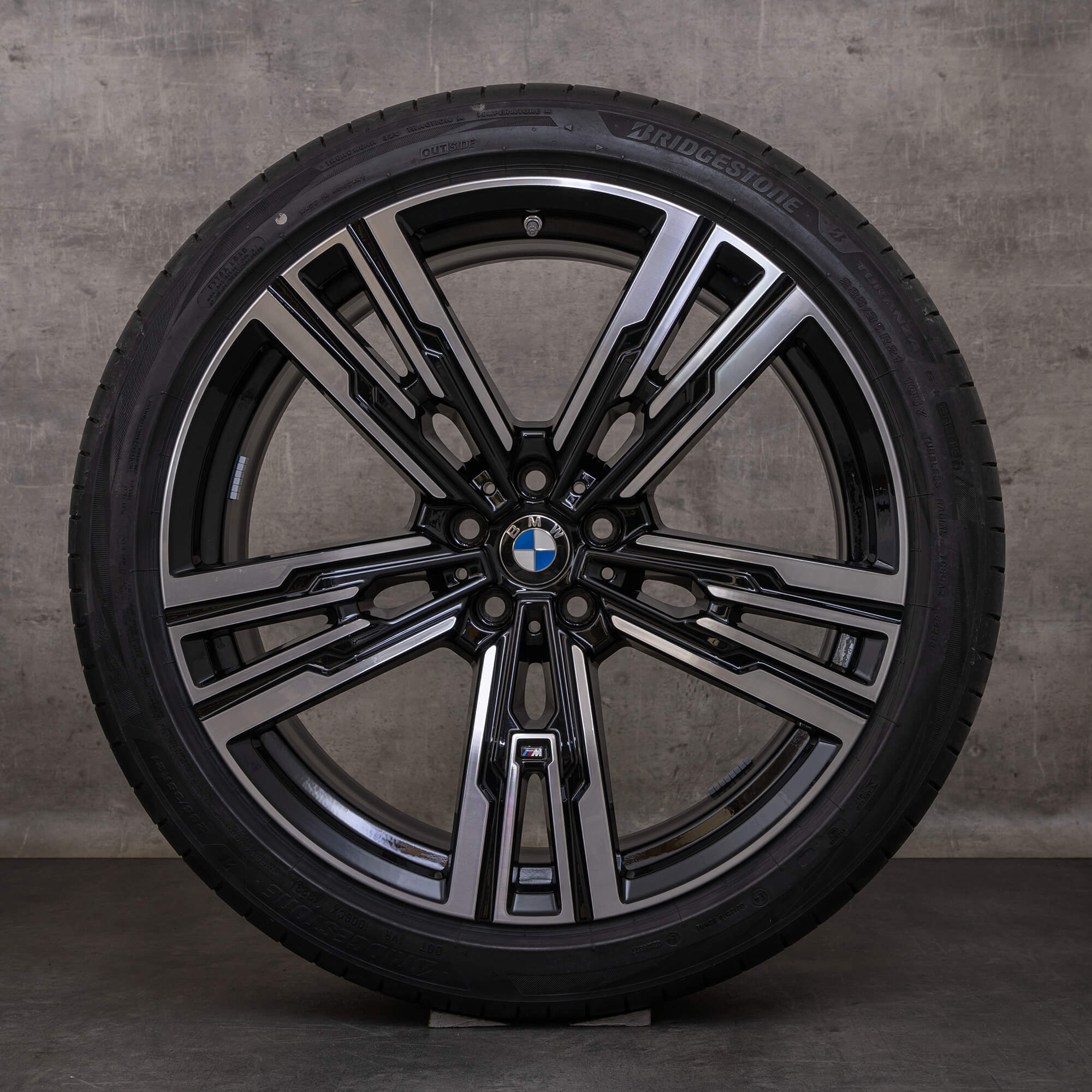 Oryginalał BMW serii 7 i7 X3 21 cali G70 G45 koła zimowe stylizacja 908 M felgi 5A19DF0 5A19DF1 czarne polerowane toczone