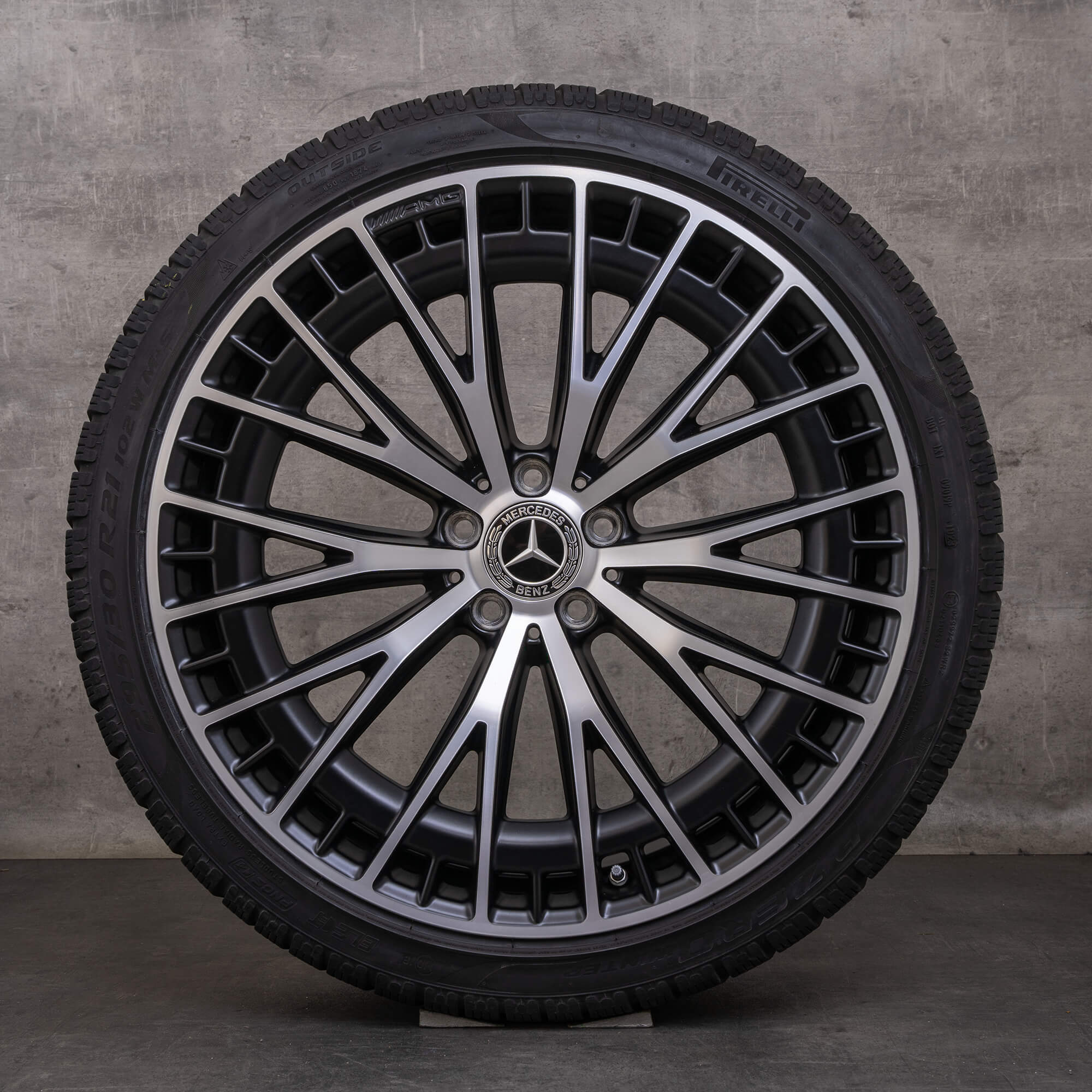 Oryginał Mercedes Benz EQE 43 53 AMG koła zimowe 21 cali V295 4Matic felgi A2954012900 A2954013000 czarny mat Polerowane wykończenie