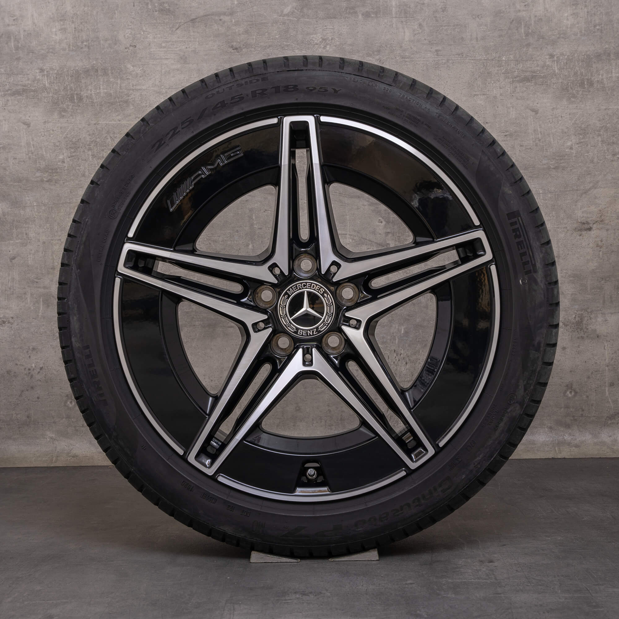 OEM Mercedes Benz C-Class rims 18 inch AMG W206 S206 summer wheels A2064011700 A2064011800 black glossy turned