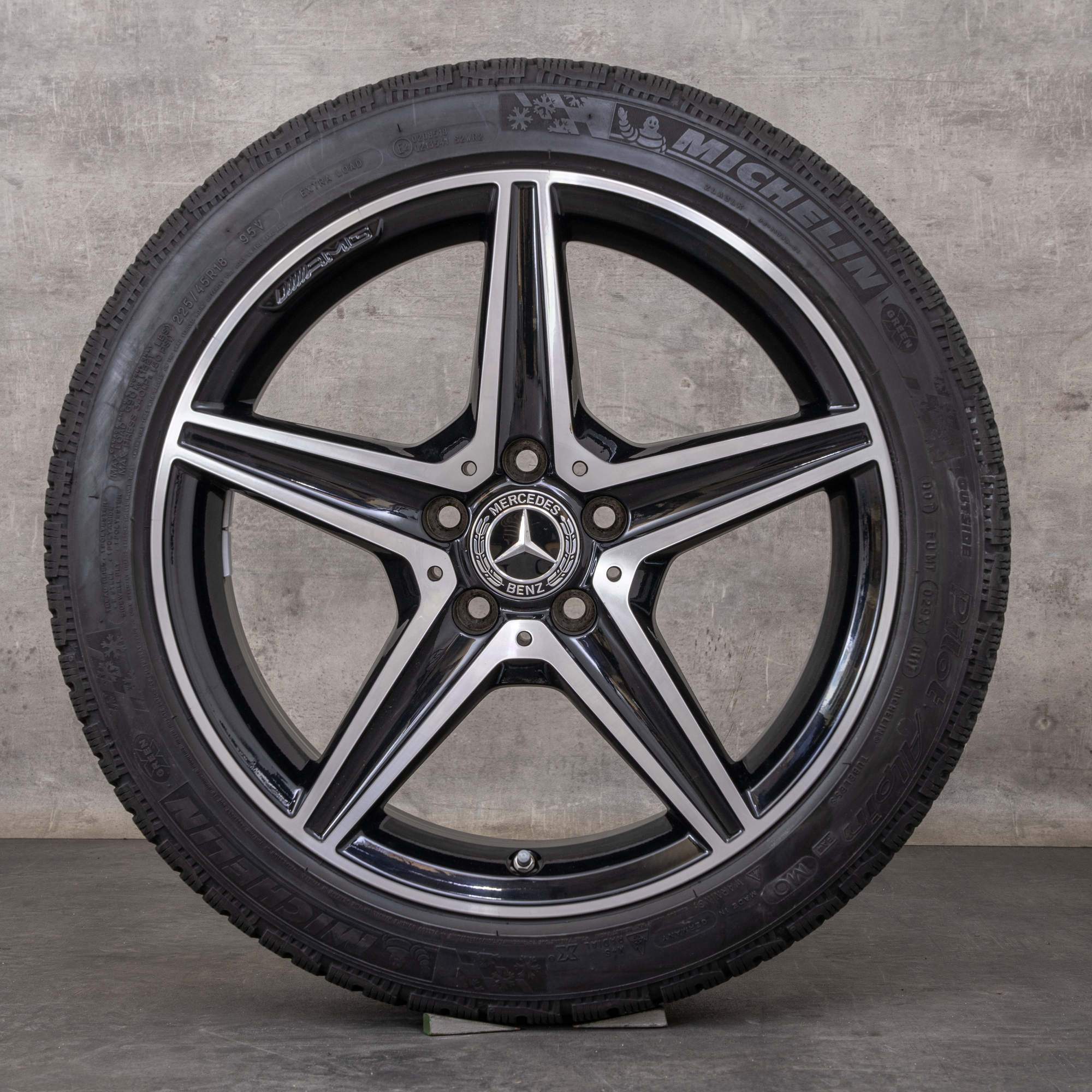 Alkuperäiset Mercedes Benz C-sarjan AMG C43 C450 Sport talvirenkaat 18 tuuman W205 S205 C205 A205 vanteet A2054014800 A2054011100 musta kiillotettu käännetty