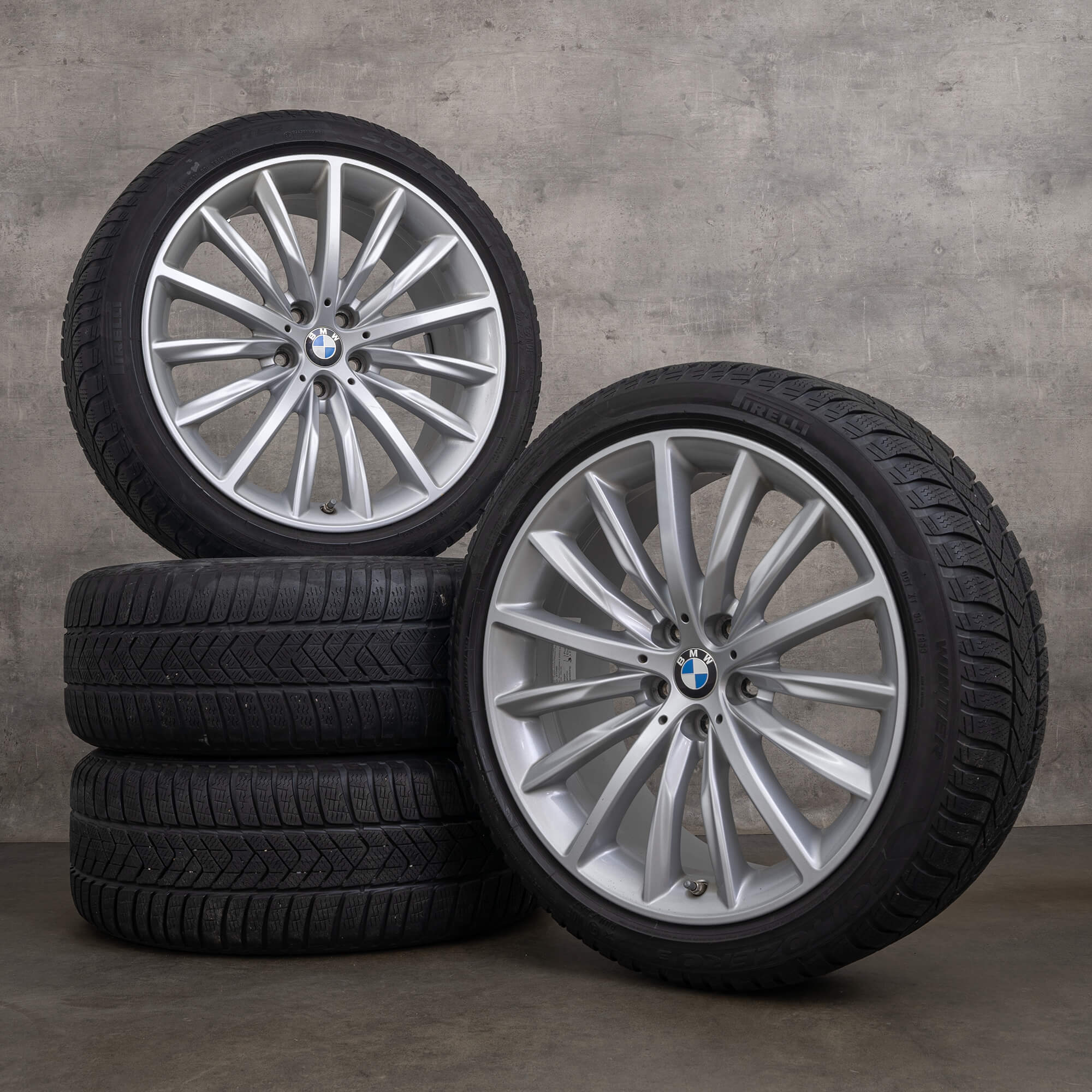 Alkuperäiset BMW 5-sarjan 19 tuuman G30 G31 vanteet täydelliset talvivanteet tyyli 633 6863419 hopea talvirenkaat