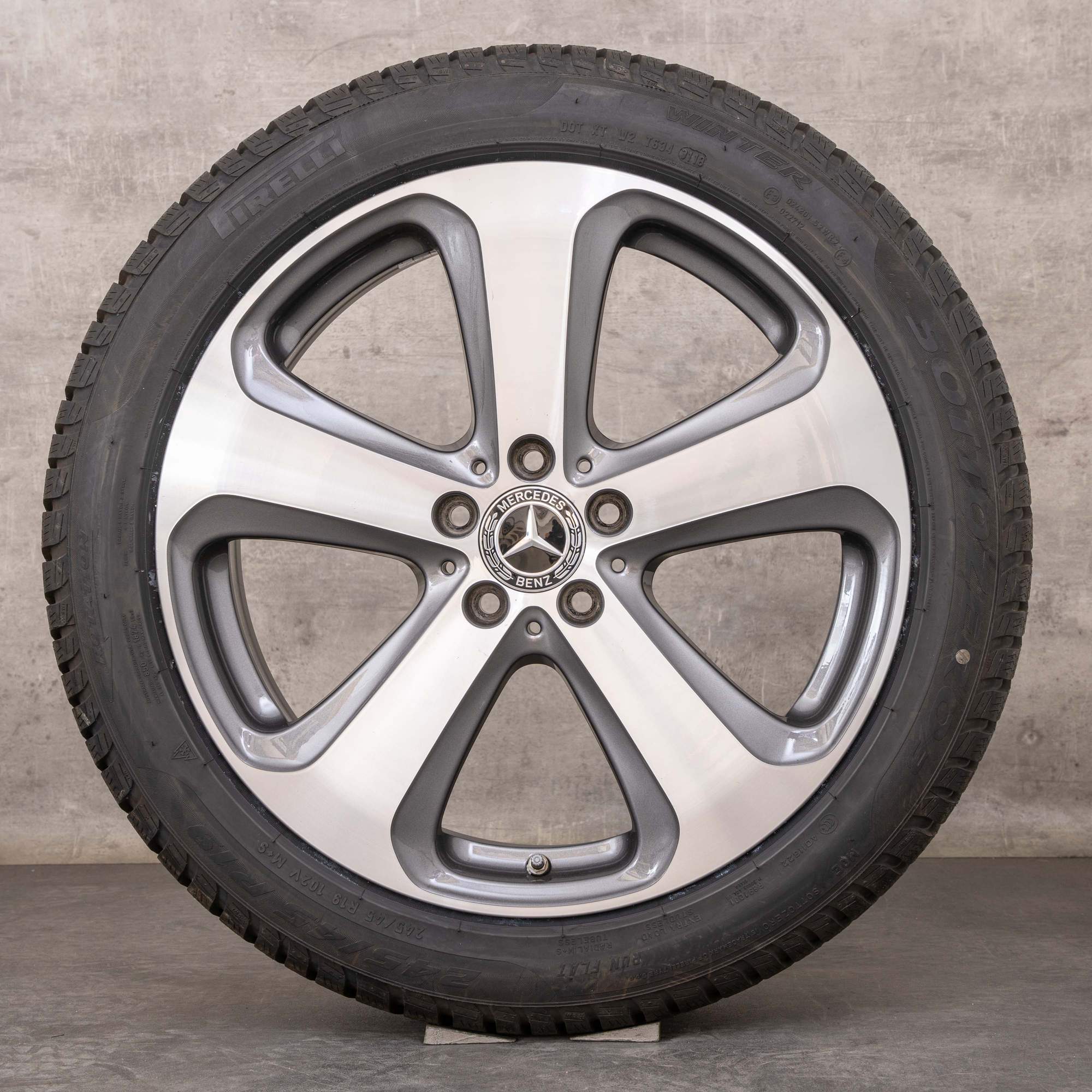 Oryginalne koła zimowe Mercedes-Benz GLC & 43 AMG 19 cali 253 felgi A2534011000 5 szprychowe koło himalaya szare polerowane