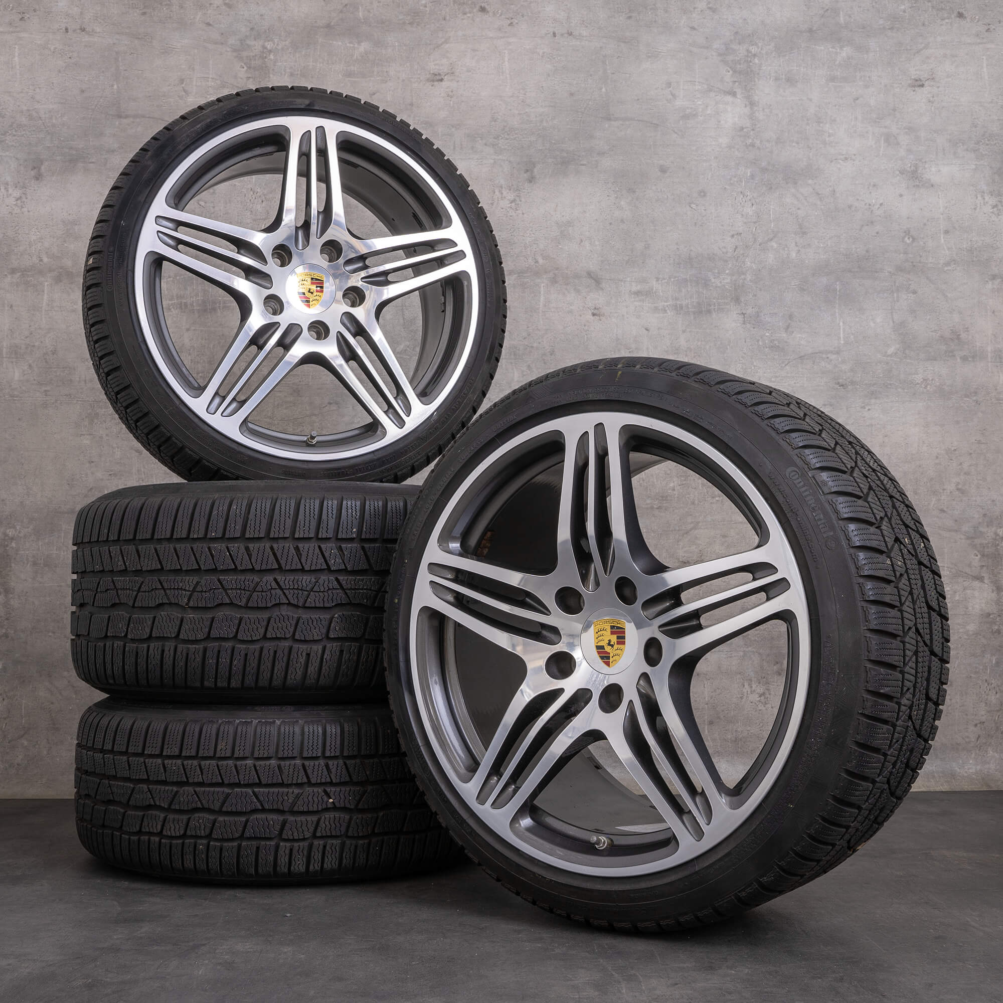 Jantes d'origine Porsche 997 19 pouces Turbo S pneus été jantes 99736215605 99736216202 titanesque poli