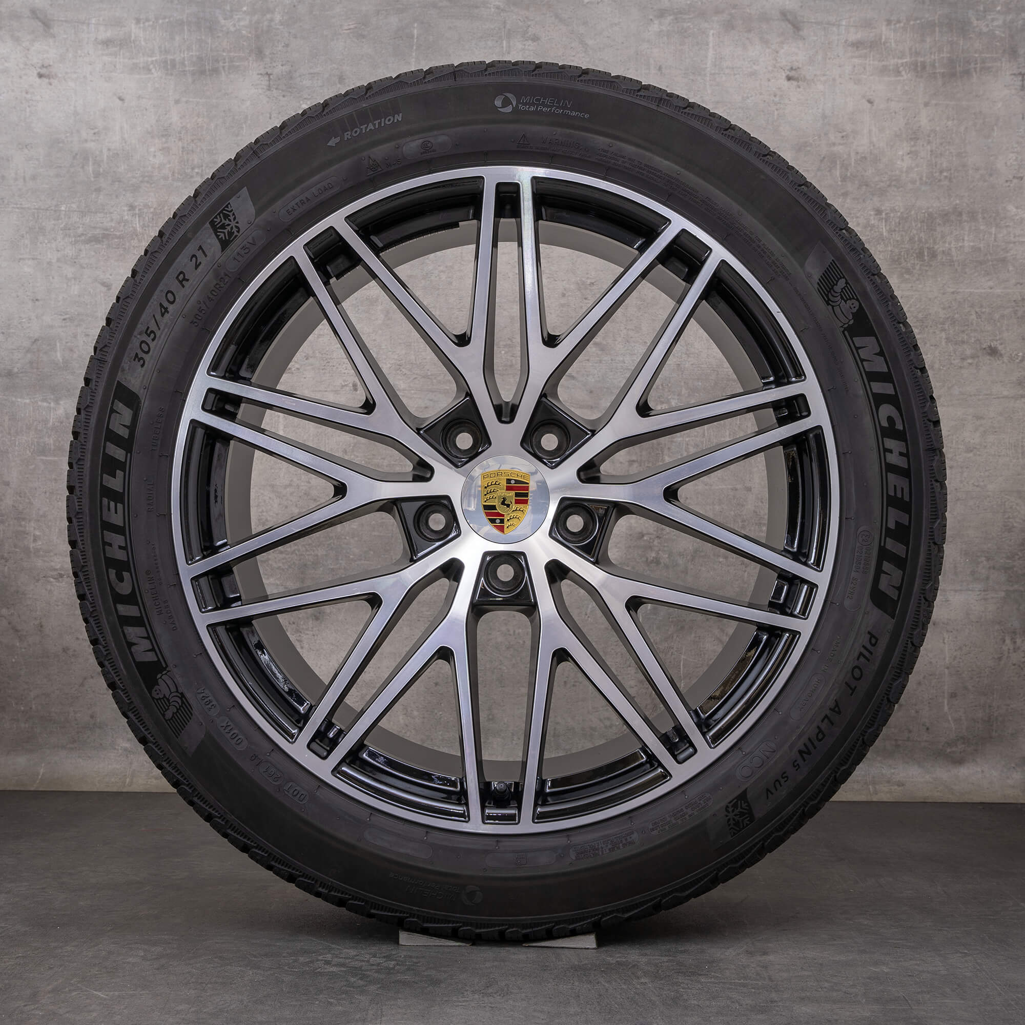 Original Porsche Cayenne Winterräder 21 Zoll 9YA E3 II RS Spyder Felgen 9Y0601025CD 9Y0601025CE schwarz matt glanzgedreht