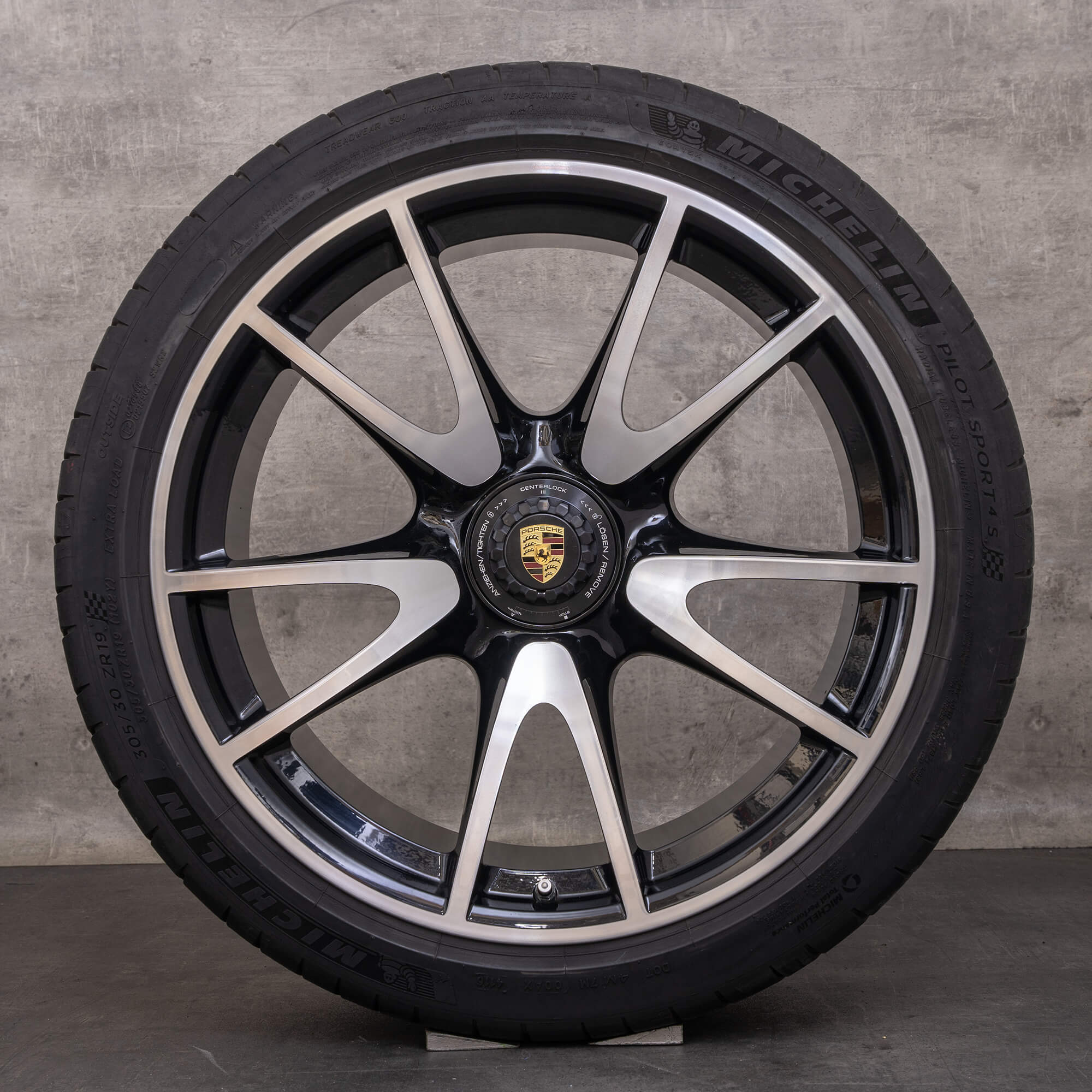 Originele Porsche 911 velgen 19 inch 997 GT3 zomerwielen 99736215795 99736216591 zwart glanzend gedraaid